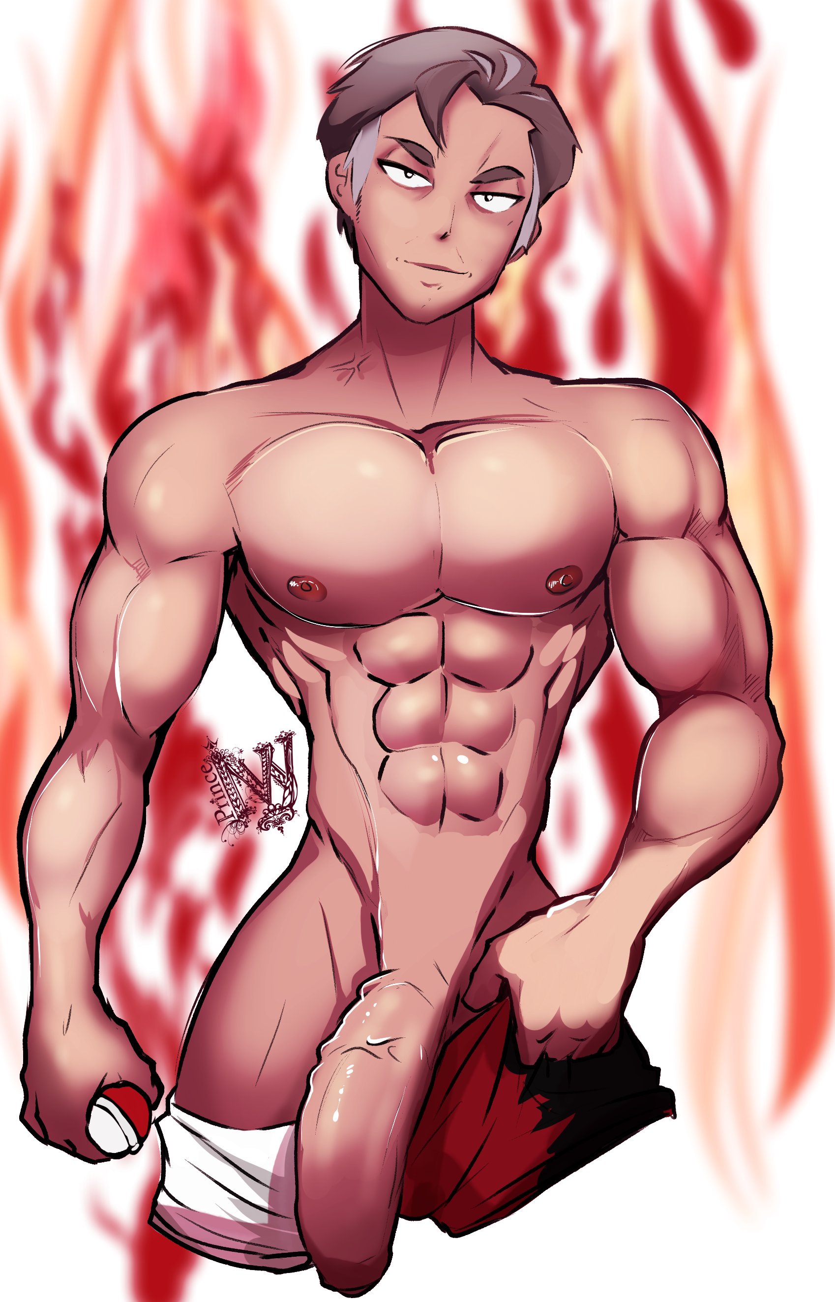 abs, bara, big penis, foreskin, gay, gay male, human, human only, idoraad, kabu (pokemon), lilprincyvi, male, male only, muscles, muscular, muscular male, nipples, pecs, pectorals, penis, pokemon, pokemon ss, solo male, tagme, uncircumcised, uncut, undressing, veiny penis, yaoi