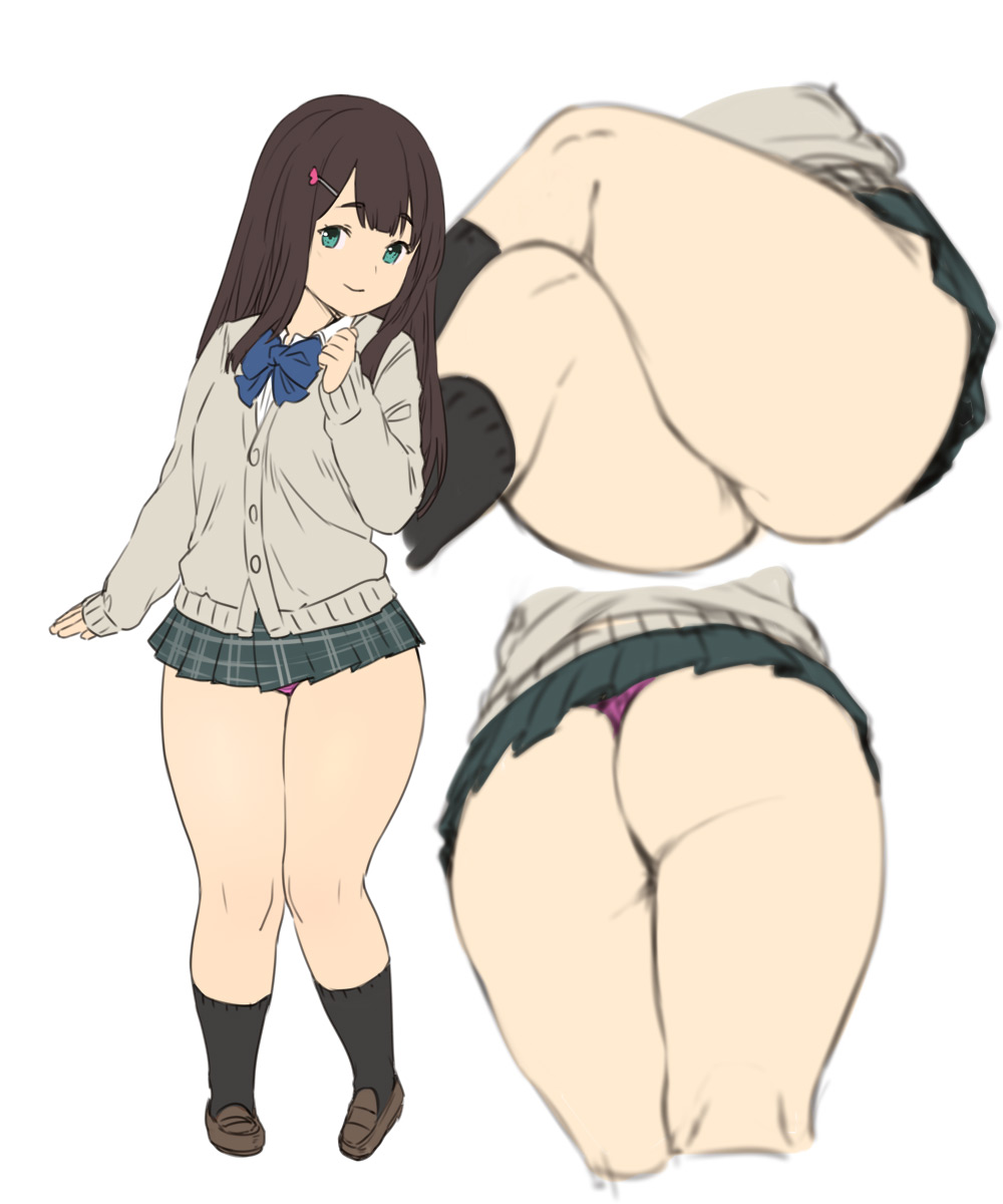 1girls, ass, big ass, female, female only, houtengeki, original, panties, skirt, solo, thick thighs, upskirt