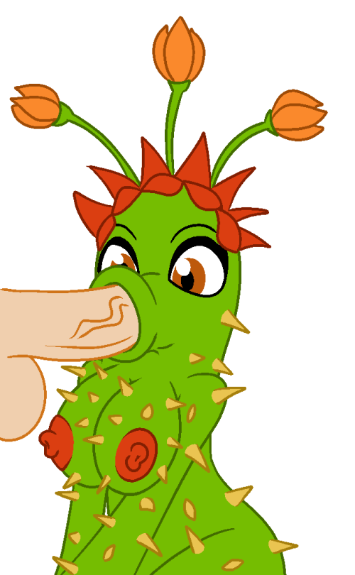 big_breasts big_penis breasts cactus cactus_(pvz) fellatio oral penis plant_humanoid plantie plants_vs_zombies screwroot