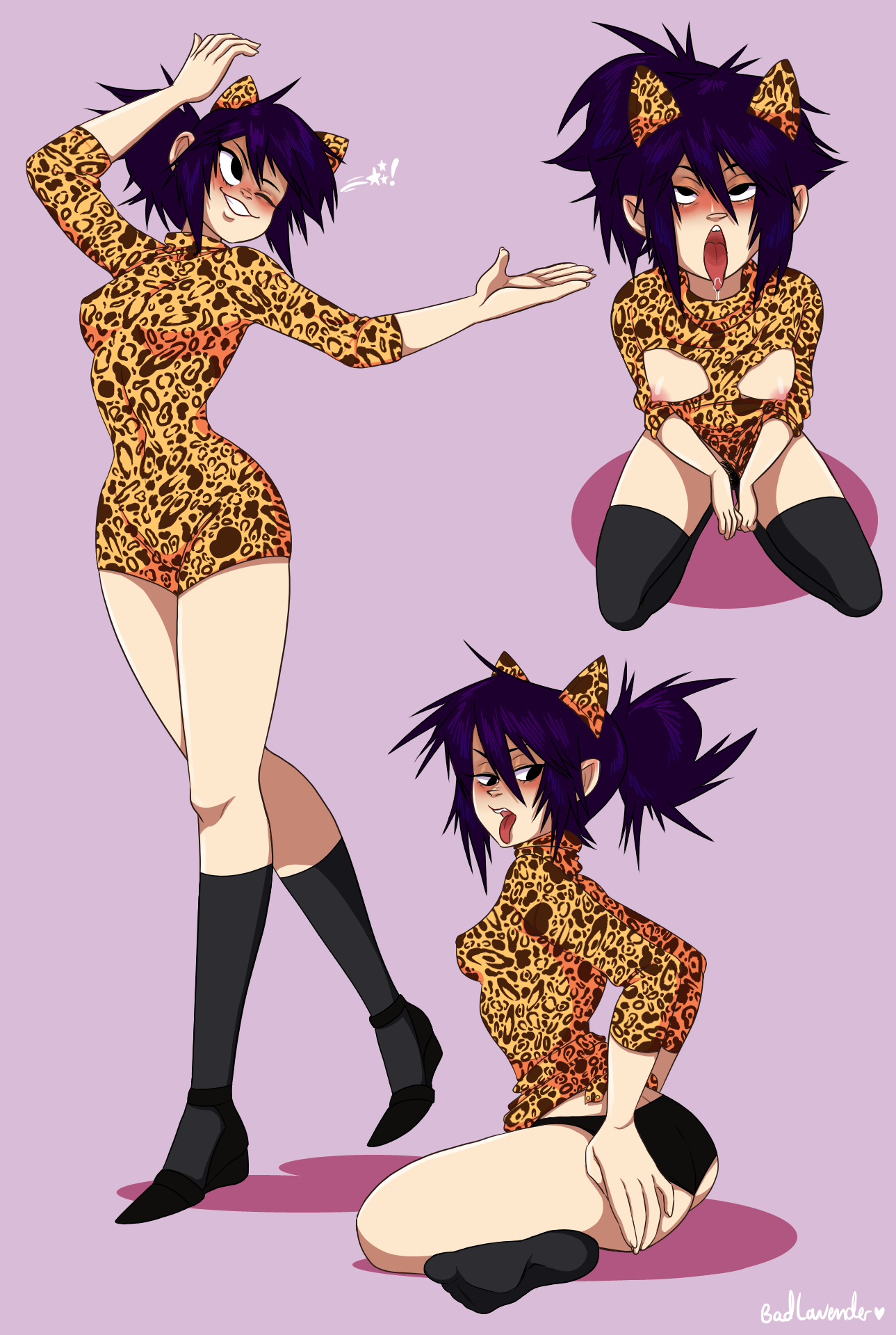 1girls, ahe gao, ahegao, ass, badlavender, blush, breasts, female, gorillaz, nipples, noodle (gorillaz), noodle (strobelite), tagme, tongue, tongue out