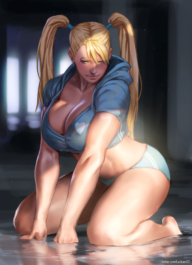 1girls, alternate version available, ass, bare legs, bare midriff, barefoot, big breasts, blonde hair, blush, breasts, bubble ass, bubble butt, busty, capcom, cleavage, curvaceous, curvy, female, female focus, female only, fit, fit female, hoodie, hourglass figure, huge breasts, kasai x3, large breasts, lejeanx3, muscles, muscular, muscular female, panties, pinup, pose, posing, rainbow mika, solo, sportswear, street fighter, thick thighs, tied hair, twintails, voluptuous, wide hips