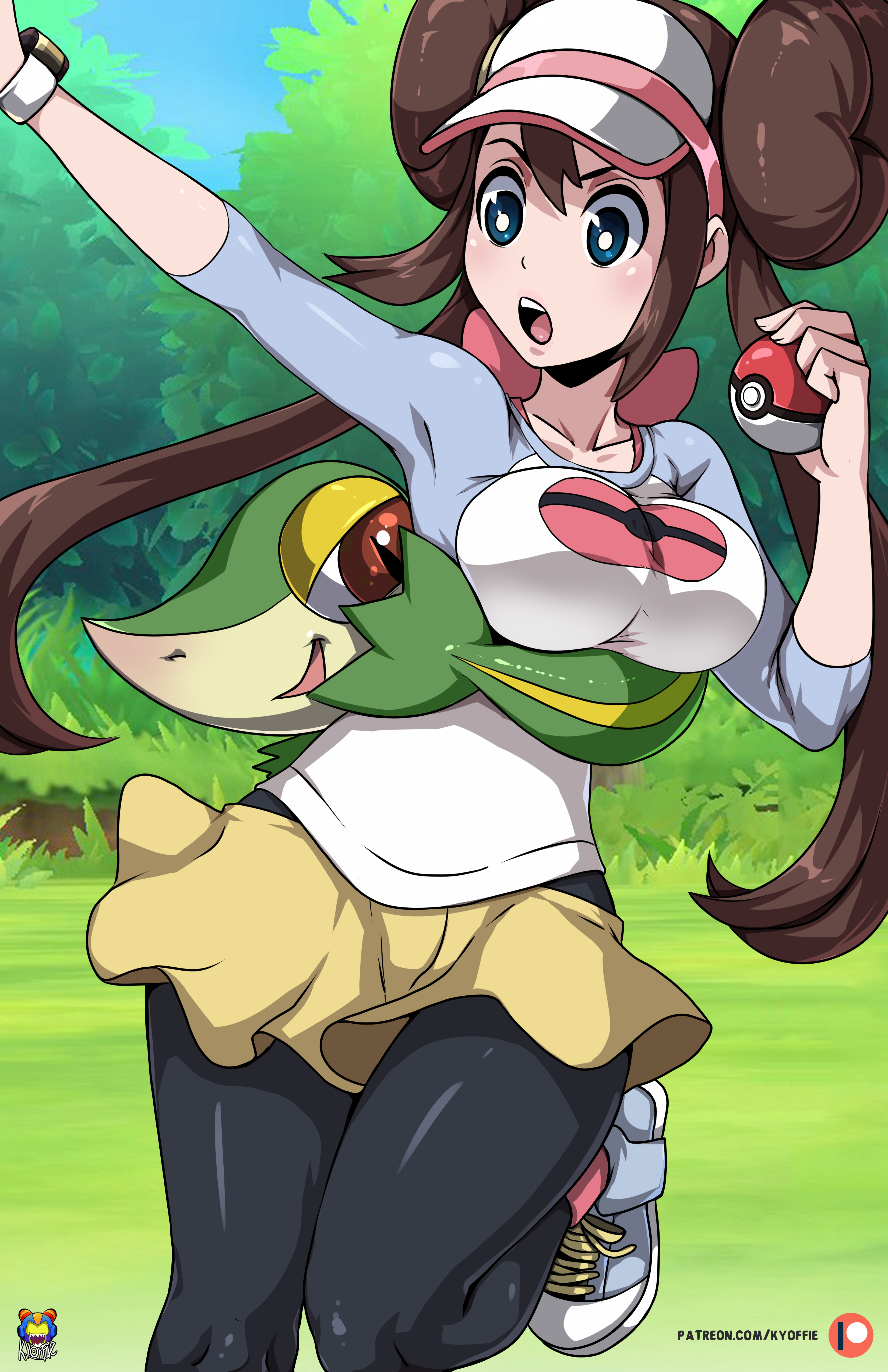 female, human, kyoffie, nintendo, pokemon, pokemon (species), pokemon bw, pokemon bw2, pokephilia, rosa (pokemon), snivy, twintails