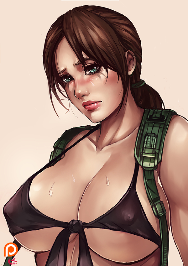 bikini top, breasts, cleavage, female, female only, kachima, large breasts, metal gear solid, quiet (metal gear), revealing clothes, skimpy clothes, solo, solo female