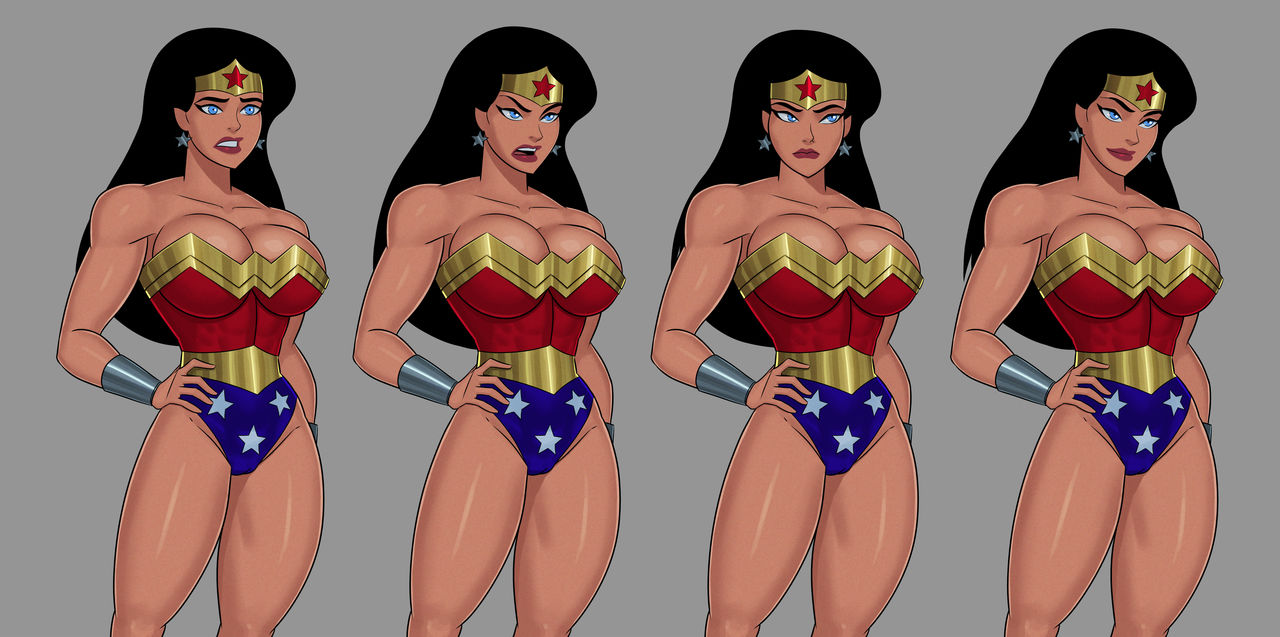1girls, abs, amazon, angry, biceps, big breasts, black hair, breasts, busty, cleavage, dc, dc comics, dcau, female, female only, huge breasts, justice league, leotard, long hair, muscular, muscular female, naughty face, poses, seductive, solo, sunsetriders7, wonder woman, wonder woman (series)