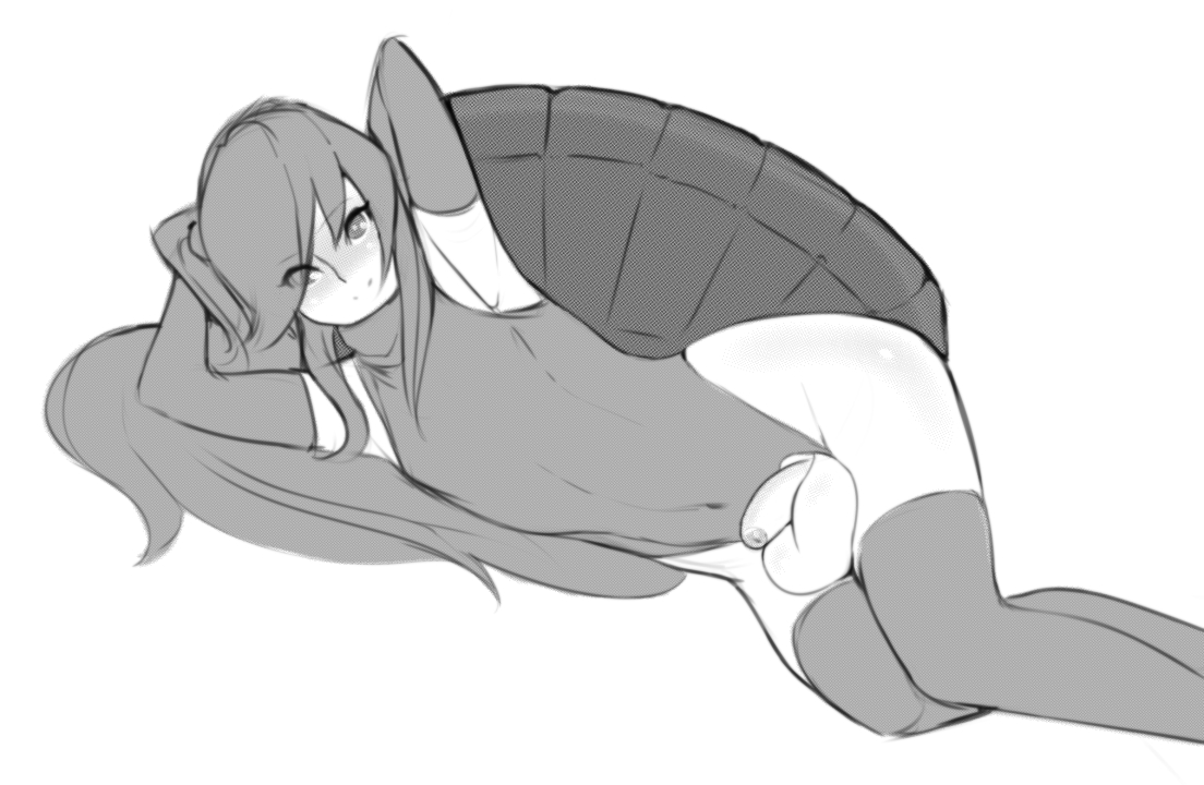 1boy, 2016, balls, crossdressing, erection, femboy, foreskin, girly, male, male only, monochrome, necrosmos, penis, small penis, solo, thighhighs, trap, uncircumcised, uncut