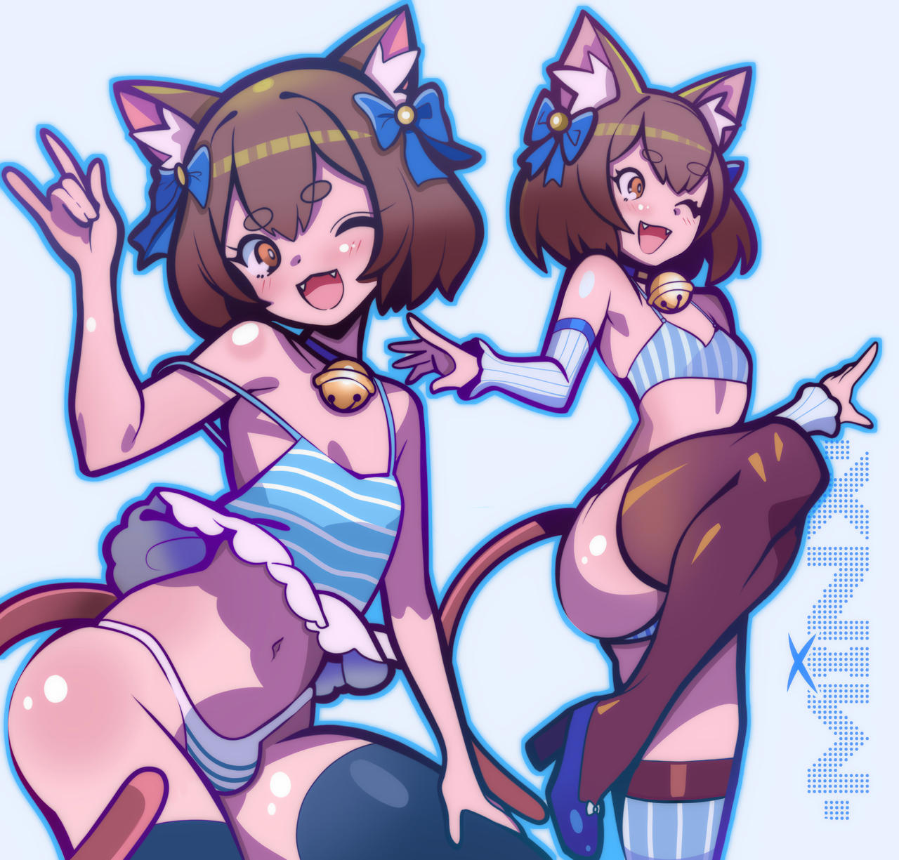 1femboy, 1male, armpits, blush, blushing, cat ears, cat tail, cute, cute expression, cute face, cute male, felix argyle, femboy, heels, male, minx-art, open mouth, re:zero kara hajimeru isekai seikatsu, shirt lift, smile, smiling, socks, solo male, thighhighs, thighs