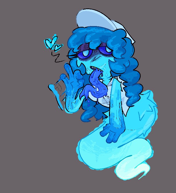 breakcoreyuri, connie (dandy's world), dandy's world, fellatio gesture, female, fully clothed, ghost girl, long tongue, roblox, toon