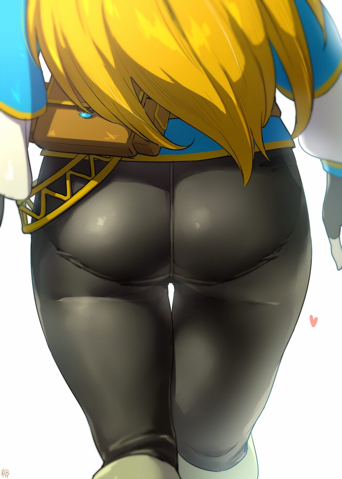 ass, big ass, blonde hair, breath of the wild, demigoddess, female, hylian, long hair, pantylines, princess zelda, solo, the legend of zelda, thick thighs, thighhighs, thighs, yoga pants, zelda (breath of the wild)