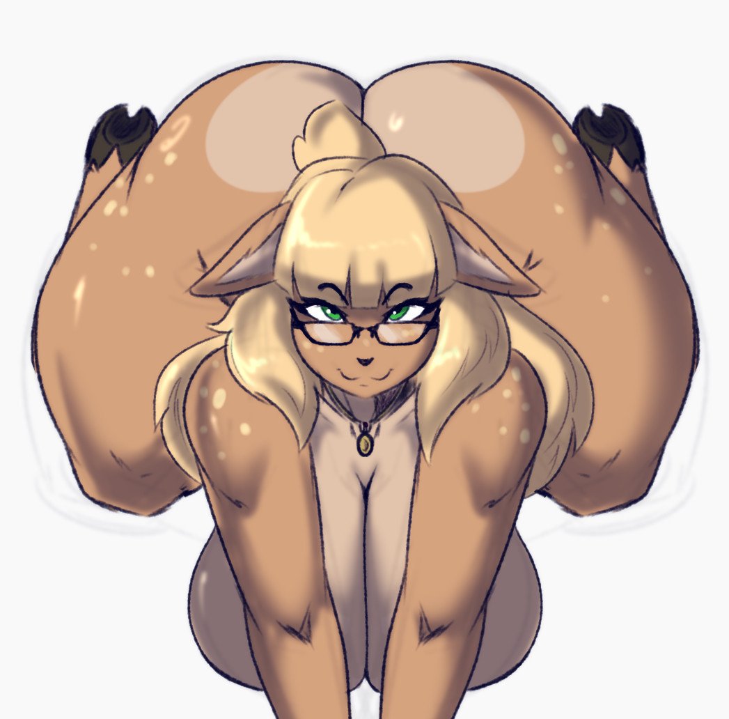 1girls, 2026, anthro, ass, big ass, cepsil0n, deer, deer ears, deer girl, female, female only, furry, furry female, furry only, glasses, marie (misuzugon), nude, nude female, tagme