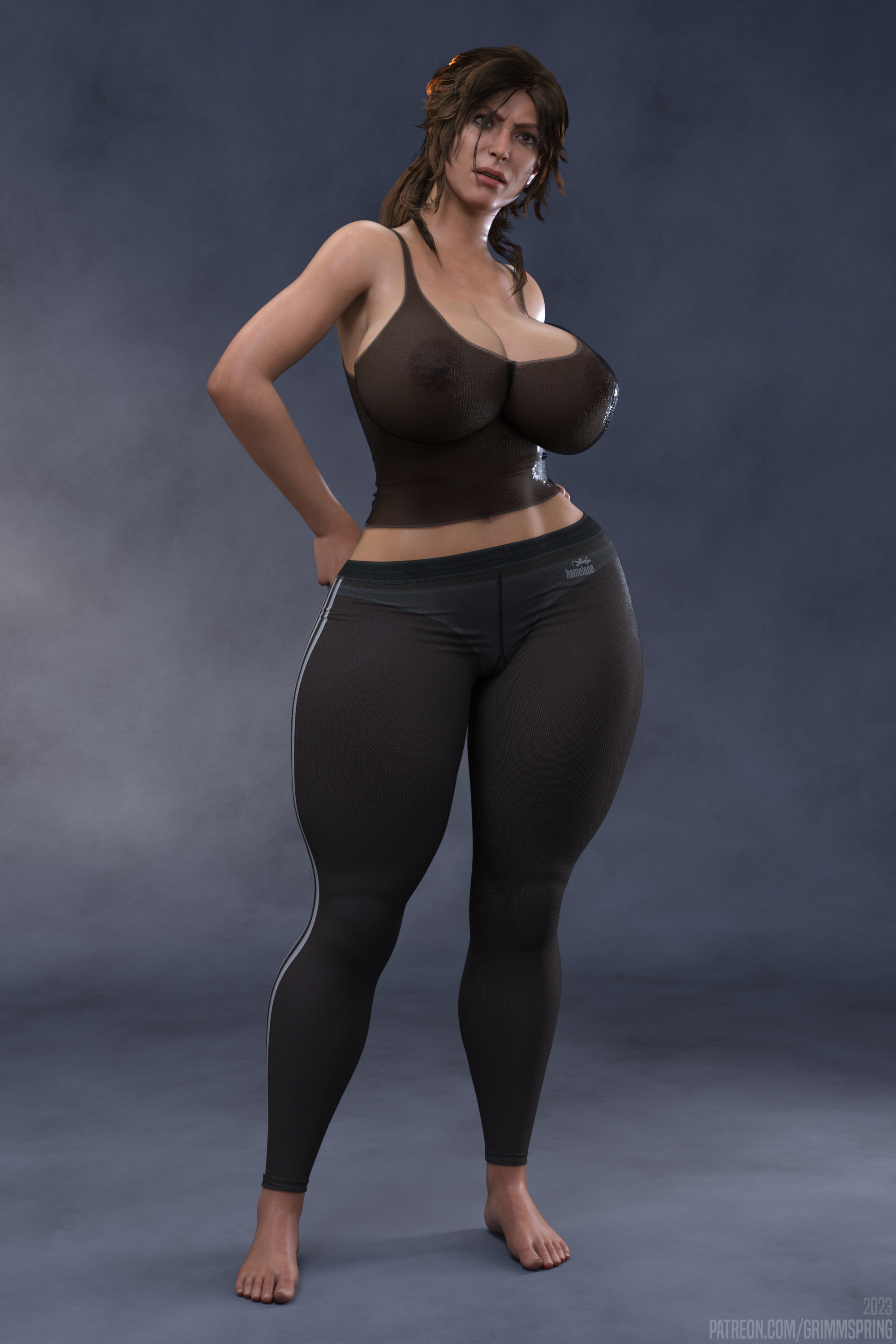 1girls, 3d, feet, female, female only, grimmspring, lara croft, lara croft (survivor), solo, tomb raider, tomb raider (survivor)