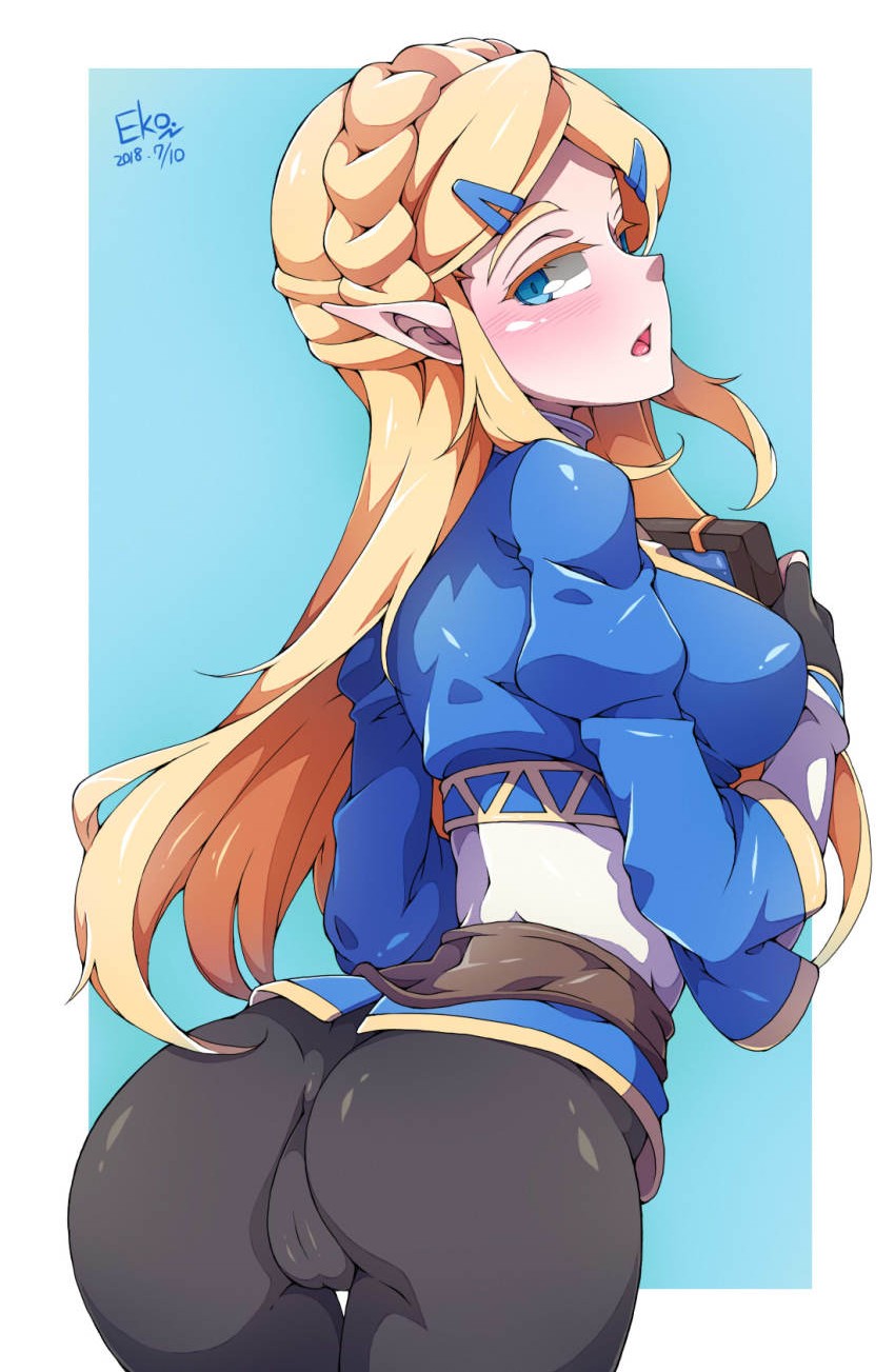 1girls, ass, big ass, blonde hair, breath of the wild, female, long hair, princess zelda, solo, the legend of zelda, thighhighs, thighs, zelda (breath of the wild)