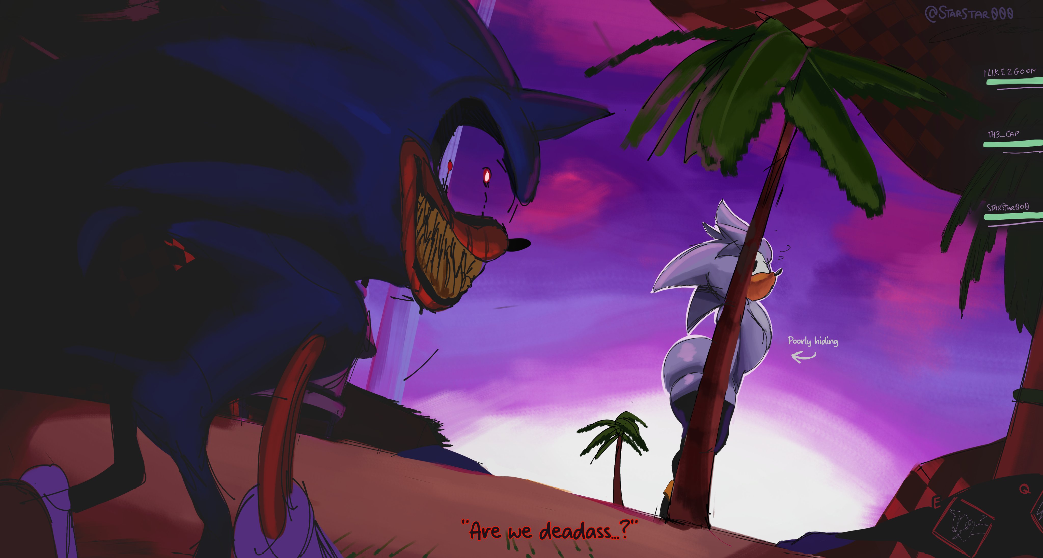 2011x, asking, asking another, background, big ass, blue fur, bubble butt, creepypasta, crying blood, fat ass, femboy, furry, furry femboy, game, gay, hiding, hourglass figure, hourglass figure femboy, hourglass figured male, imminent gay sex, imminent sex, long socks, looking at partner, male on femboy, mobian, mobian (species), monster on femboy, outcome memories, poorly hiding, roblox, roblox game, robloxian, round ass, sharp teeth, silver the hedgehog, sonic (series), sonic the hedgehog (series), sonic.exe, sonic.exe (series), starstar000, thick thighs, thighhighs, thighs, white fur, yaoi