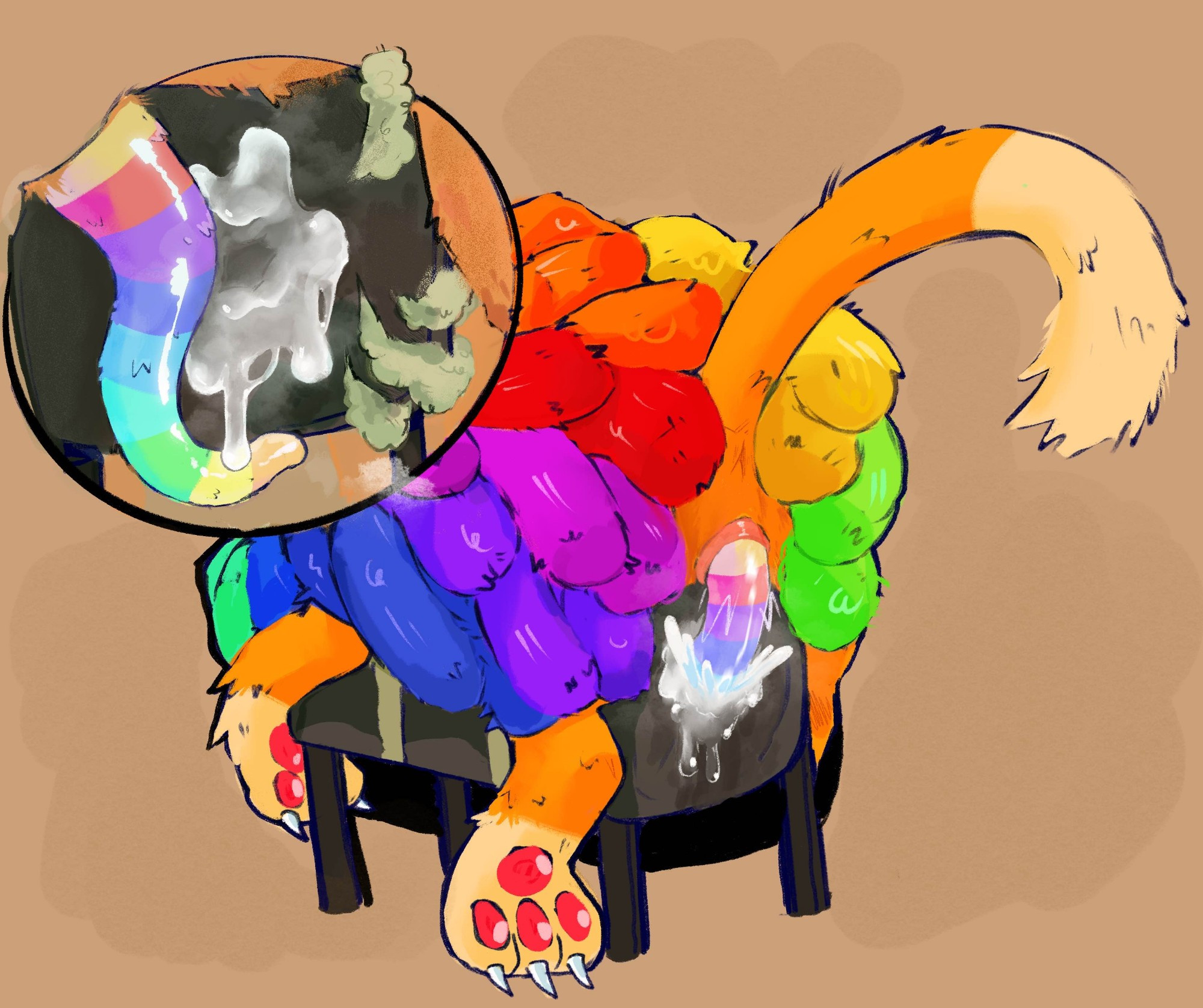 breeding mount, male, male only, mascot horror, mounting, penis, poppy playtime, poppy playtime (chapter 4), rainbow penis, solo, tentacle penis, yarnaby (poppy playtime)