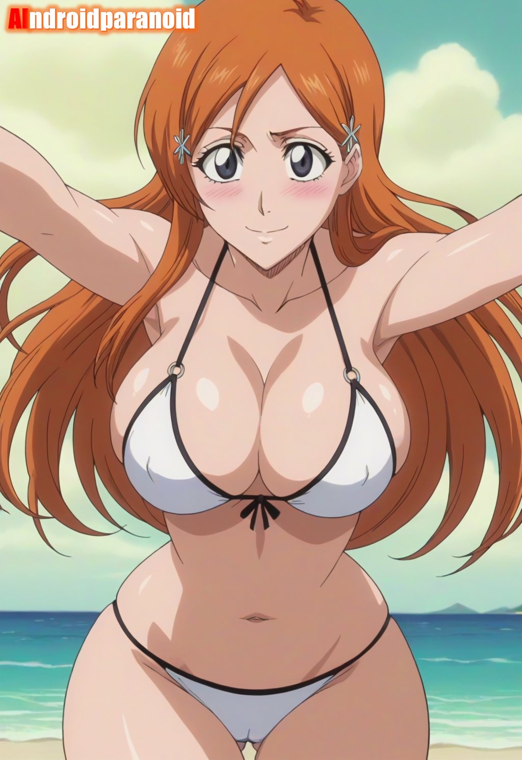 1girls, about to burst, ai generated, aindroidparanoid, ass, barely contained, barely contained breasts, barely fits, big ass, big breasts, big butt, bleach, bleach: the thousand-year blood war, breasts, breasts too big, bursting breasts, busty, curvy, cute, fat ass, female, female only, hair, hi res, hips, huge ass, huge breasts, human, imminent wardrobe malfunction, inoue orihime, large ass, large breasts, legs, narrow waist, slim waist, straining clothing, tagme, thick ass, thick thighs, tight bikini, tight clothes, tight clothing, tight fit, too tight, undersized clothes, undersized clothing, voluptuous, waist, wide hips
