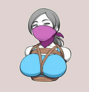 1girls bondage bound breast breasts cleavage cloth_gag female femsub gag gagged gray_hair jam-orbital large_breasts over_the_nose_gag rope rope_between_breasts seductive solo suggestive tank_top tight_clothes white_skin wii_fit wii_fit_trainer