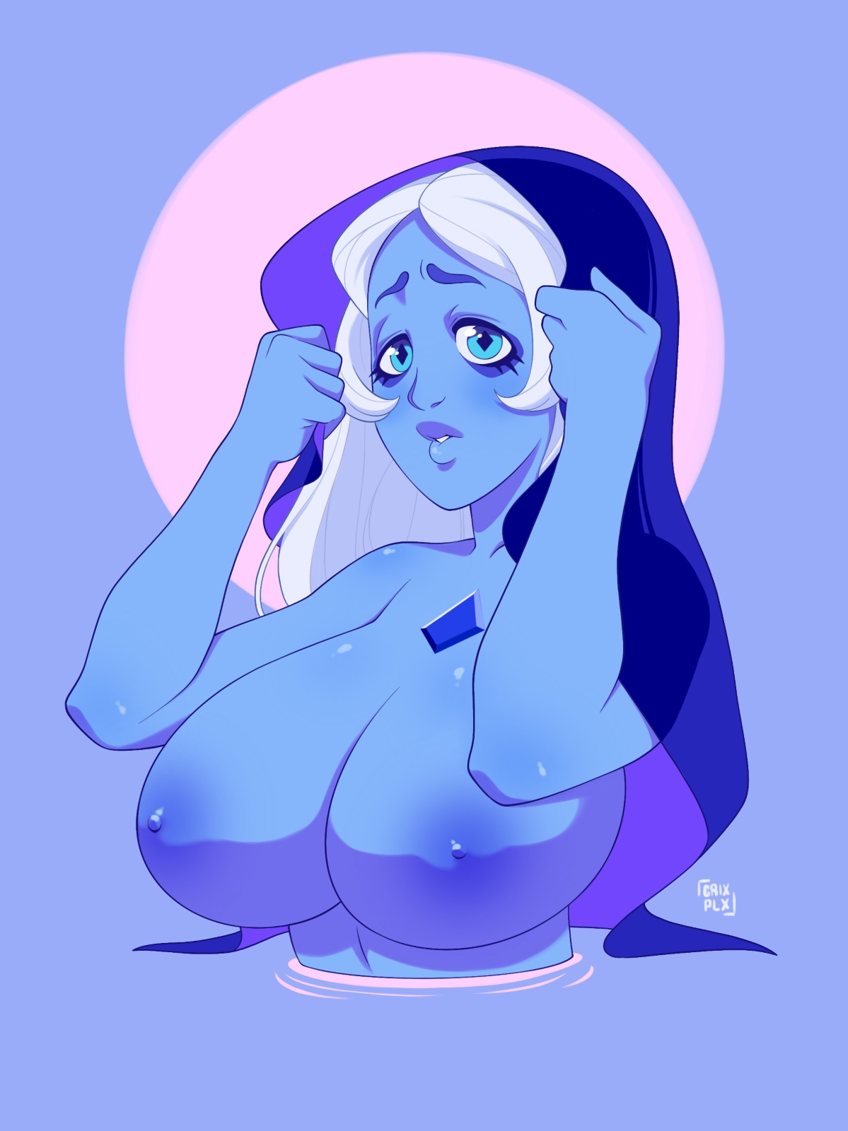 big breasts, blue diamond (steven universe), breasts, breasts out, busty, chrispls, female, female only, hood, huge breasts, steven universe, torso shot