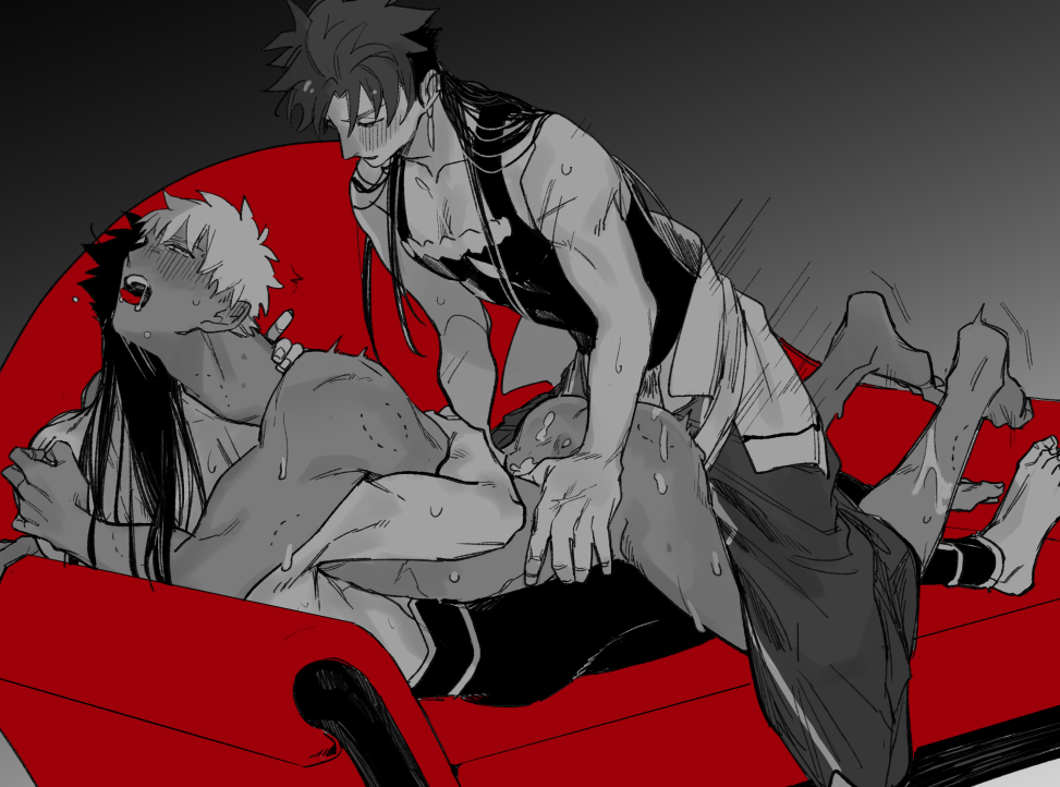 archer (fate), cu chulainn (fate), fate (series), fate/grand order, gay, gay anal, gay sex, male, male only, male penetrated, male penetrating male, threesome, yaoi
