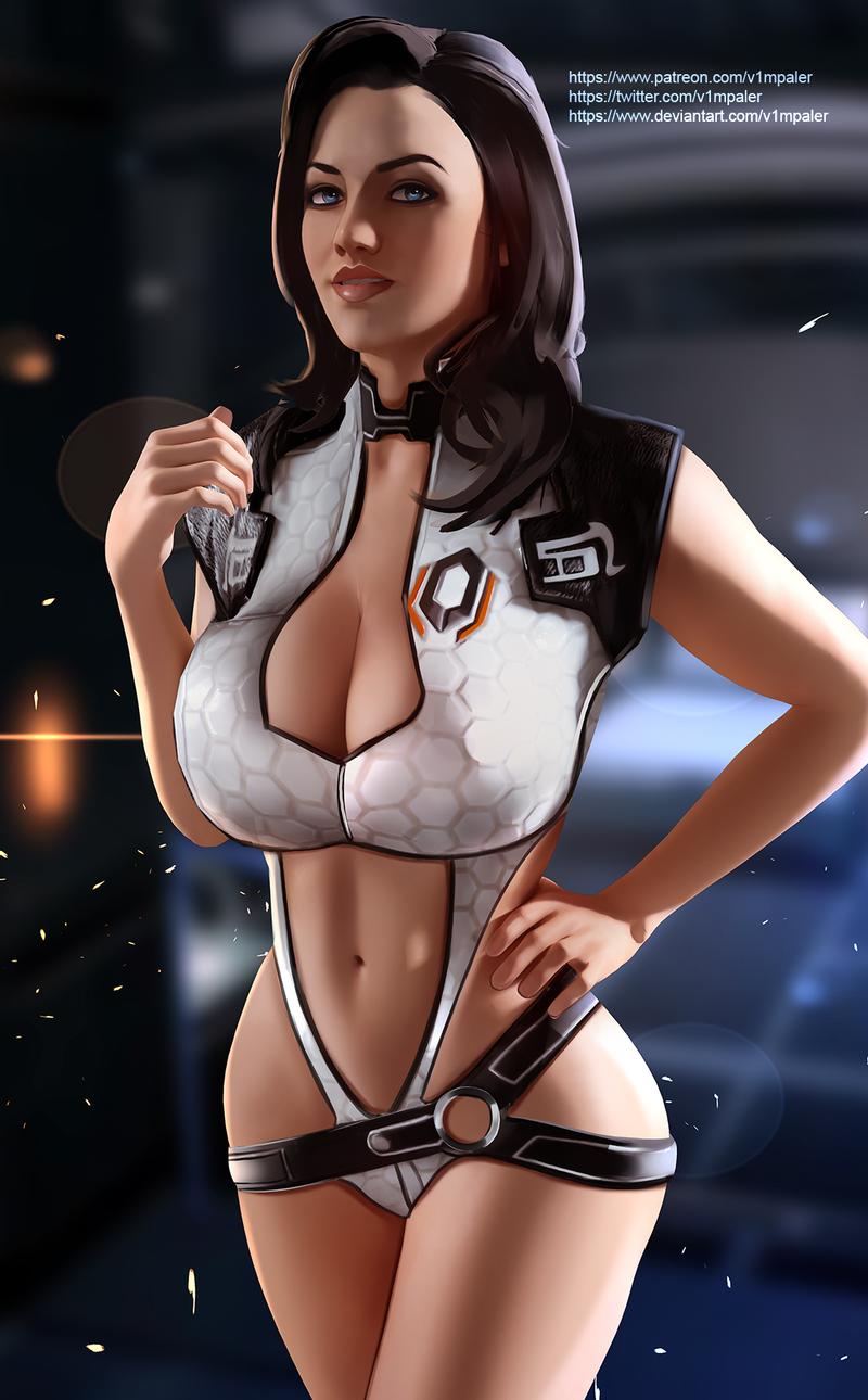 1girls bioware black_hair blue_eyes breasts cleavage curvy ea female female_only huge_breasts human human_only large_breasts long_hair looking_at_viewer mass_effect miranda_lawson panties solo v1mpaler wide_hips