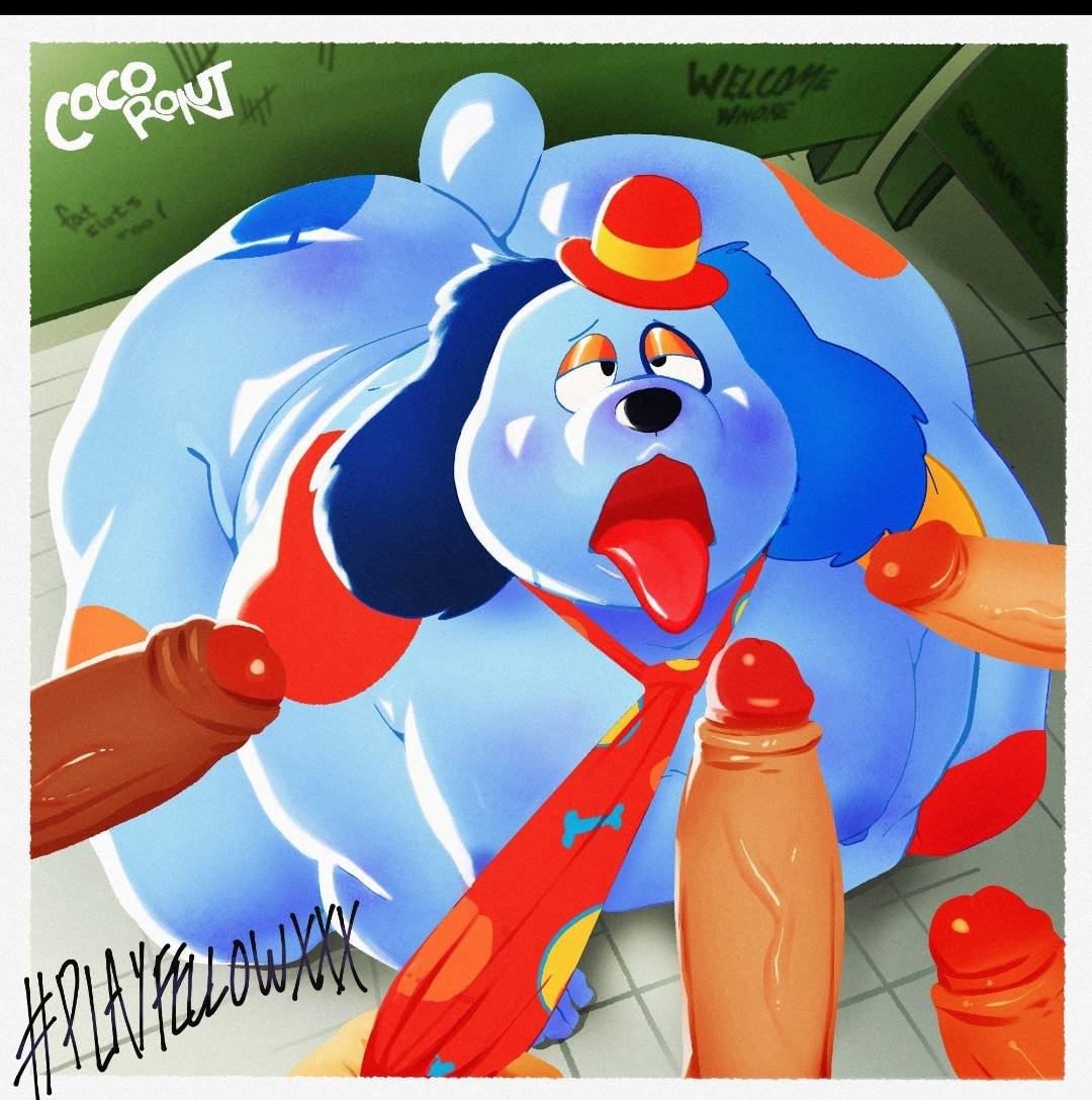 alternate version at source, alternate version available, anthro, anthro dog, ass, background, barnaby b. beagl (welcome home), barnaby beagle, bathroom, bathroom floor, bathroom stall, bathroom tiles, big, big ass, big belly, big butt, black cock, black dick, black eyes, blue body, blue ears, blue fur, blue nipples, blue tail, brown cock, brown dick, chubby, chubby male, cocoronut, color, colored, dark skin, dark-skinned male, dicks, dicks out, eyelids, eyes half open, fat, fat ass, fat butt, fat male, fatty, furry, furry male, gay, gay male, gay orgy, hashtag, hat, imminent oral, imminent sex, male, multiple boys, multiple males, multiple penises, on all fours, open mouth, opened mouth, opening mouth, panting, penis, penis out, penis visible, playfellowxxx, public restroom, red tip, restroom, shading, spots, spots (marking), stall, sticking out tongue, sticking tongue out, superchub, tie, tongue, tongue out, tongue sticking out, vein, veins, veiny, veiny cock, veiny penis, visible dick, visible penis, watermark, welcome home, welcome home (puppet show), yanking