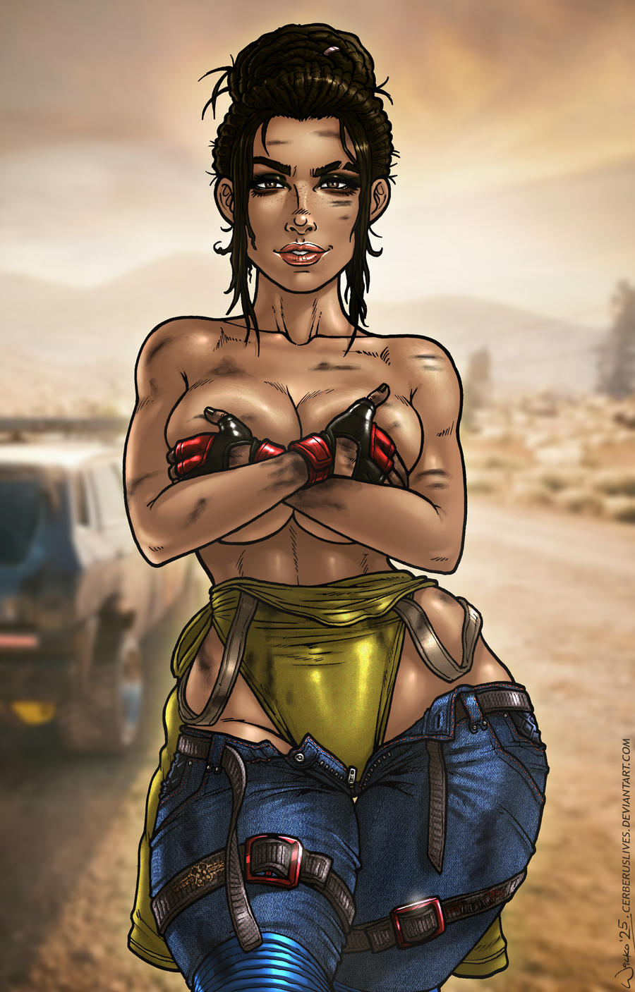 1girls, ass, big ass, big breasts, big thighs, breasts, brown body, brown skin, brown-skinned female, bust, busty, cd projekt red, cerberuslives, chest, curvaceous, curvy, curvy figure, cyberpunk (series), cyberpunk 2077, dark skin, dark-skinned female, digital media (artwork), female, hips, hourglass figure, huge ass, huge breasts, huge thighs, large ass, large breasts, large thighs, legs, mature, mature female, panam palmer, slim waist, thick, thick hips, thick legs, thick thighs, thighs, voluptuous, waist, wide hips, wilko