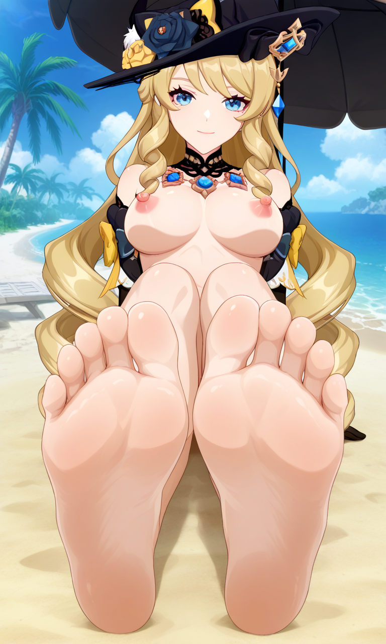 2025 ai_generated barefoot blonde_hair blue_eyes breasts completely_nude completely_nude_female drill_hair erect_nipples feet flying_spirit foot_fetish foot_focus genshin_impact human human_only long_hair medium_breasts naked naked_female navia_(genshin_impact) nipples nude nude_female soles toes very_long_hair white_skin white_skinned_female young
