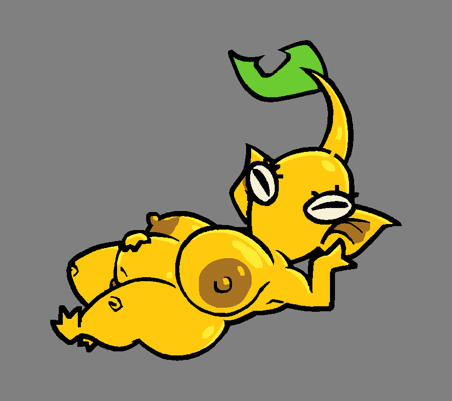 2025 breasts breasts breasts completely_nude completely_nude_female female flora_fauna fully_nude grey_background nude nude_female pikmin pikmin_(species) scab_nsfw tagme yellow_body yellow_pikmin