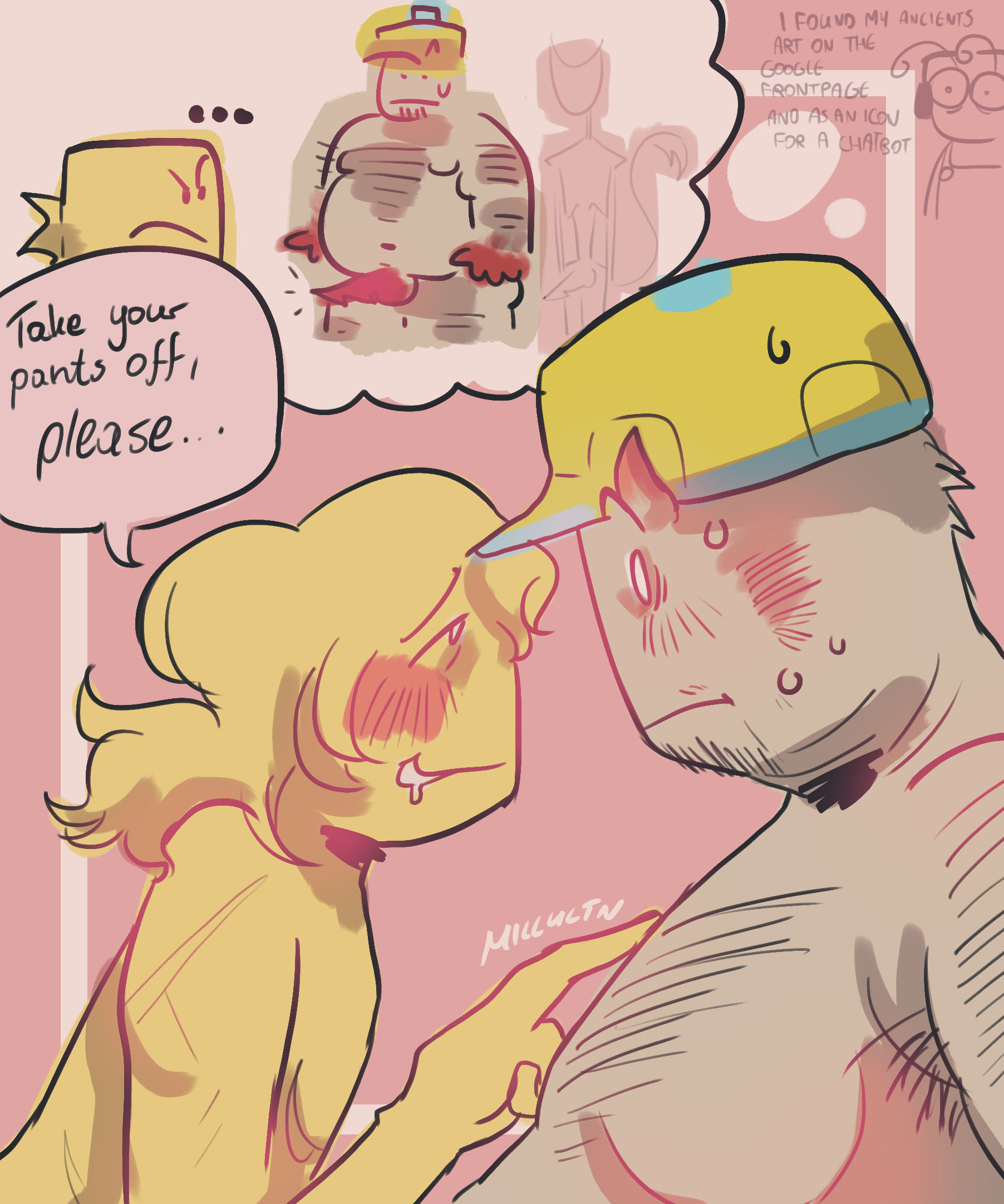 2boys, age difference, asking for consent, block tales, blush, builderman, conflicted, consensual, disguise, fat male, flustered, gay, hairy, hatred (block tales), male, mastectomy scar, millyltn, nervous, player (block tales), shapeshifter, sweat, top surgery scars, unusual anatomy, unusual genitalia, yellow skin