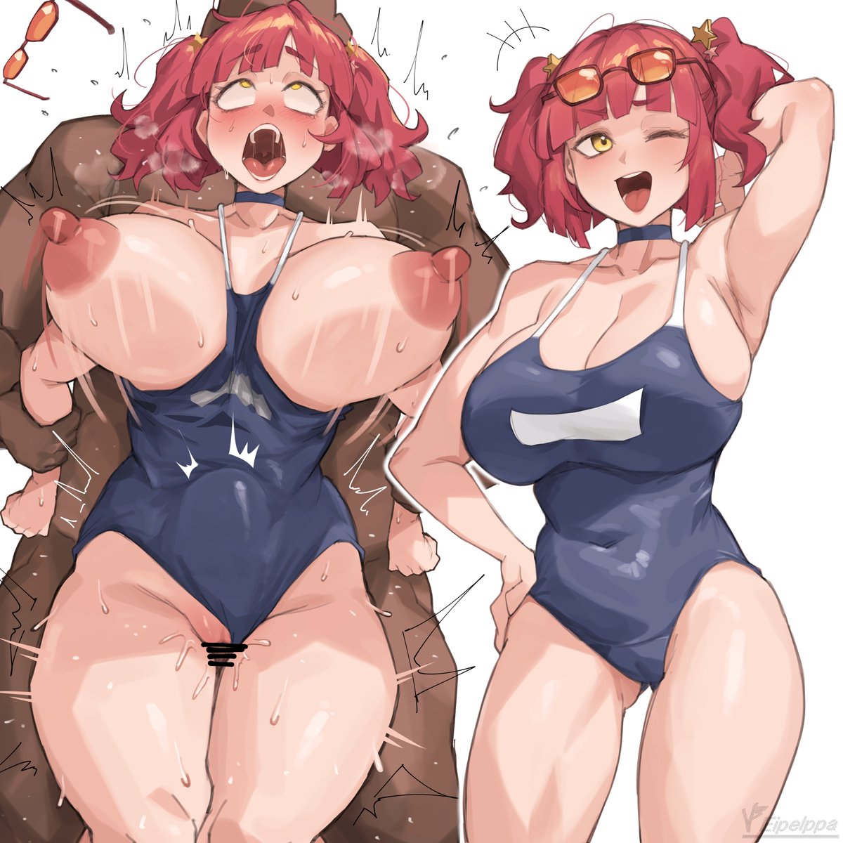 1boy, 1girls, 2026, 2koma, ahe gao, ahegao, ahegao face, areolae, areolae slip, big nipples, blue choker, blush, blushing female, boobs, boobs out, breasts, breasts out, breath, breathing, busty female, choker, eipelppa, fucked from behind, golden eyes, hair ornament, hand on own hip, heavy breathing, huge boobs, huge breasts, huge tits, instant loss, instant loss 2koma, iparupua, mouth open, nipples, no bra, no panties, noncon, nonconsensual, not ai generated, october, open mouth, partially undressed, rape, raped female, restrained, restrained arms, sex, sex from behind, star hair ornament, straight, straight sex, sunglasses, sunglasses on head, surprised, surprised face, sweat, sweating female, swimsuit, swimsuit aside, tits, tits out, tremble spikes, twitter, twitter link, undressed by others, vaginal, vaginal penetration, vaginal sex, visible breath, yellow eyes female