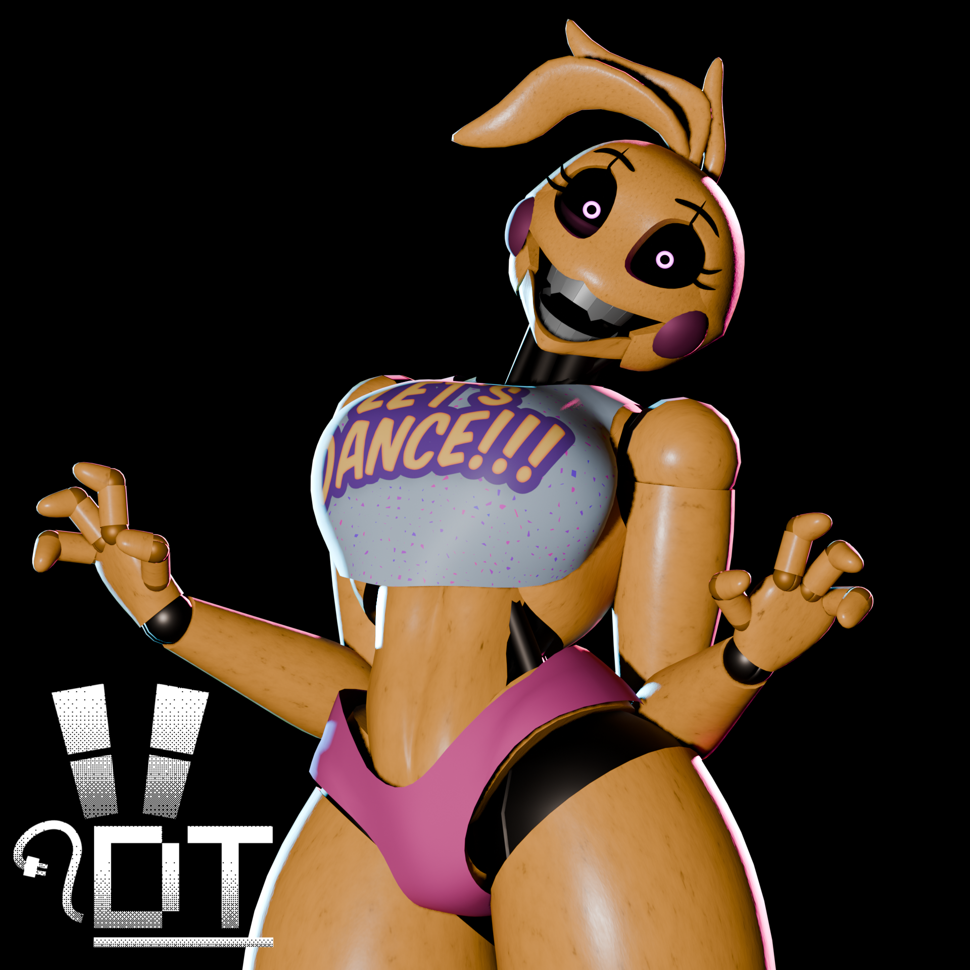 1girls, 3d, atumalaca, atumalaca 3d, chicken, clothed, female, five nights at freddy's, five nights at freddy's 2, partially nude, robot, solo, toy chica, toy chica (fnaf)