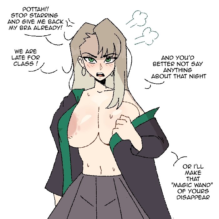 1girls, 2026, 2d, areola, areola slip, areolae, areolae slip, bare shoulders, belly, belly button, big breasts, blonde hair, breasts, collarbone, dialogue, draco malfoy, draco malfoy (redteneri), english dialogue, english text, female, female only, genderswap, genderswap (mtf), harry potter, hourglass figure, hourglass figured female, long hair, looking at viewer, midriff, navel, open clothes, open mouth, open shirt, pixel art, pov, rej, rule 63, slim, slim waist, solo, solo female, speech bubble, stomach, straight hair, sweat, sweatdrop, sweating, sweaty, sweaty body, sweaty breasts, text, very long hair, waist