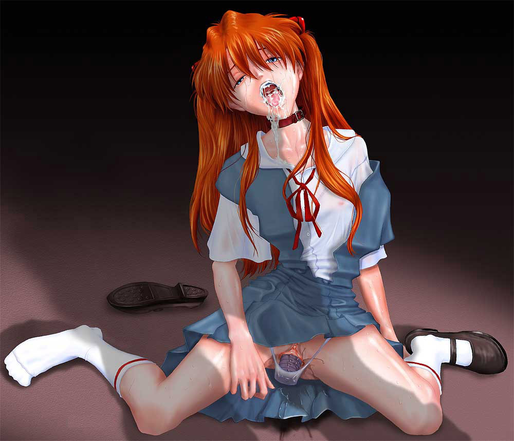 ahe_gao asuka_langley_sohryu bukkake clitoris clothes clothing collar color cum cum_in_mouth cum_on_clothes feet female female_only footwear fucked_silly hair human humiliation kneeling long_hair mary_janes meguro_fukuzou neon_genesis_evangelion one_shoe open_mouth orange_hair panties pussy pussy_juice red_hair school_uniform serafuku sex_toy shirt_slip shoes single_shoe skirt socks solo spread_legs sweat tear uncensored vibrator wet_clothes