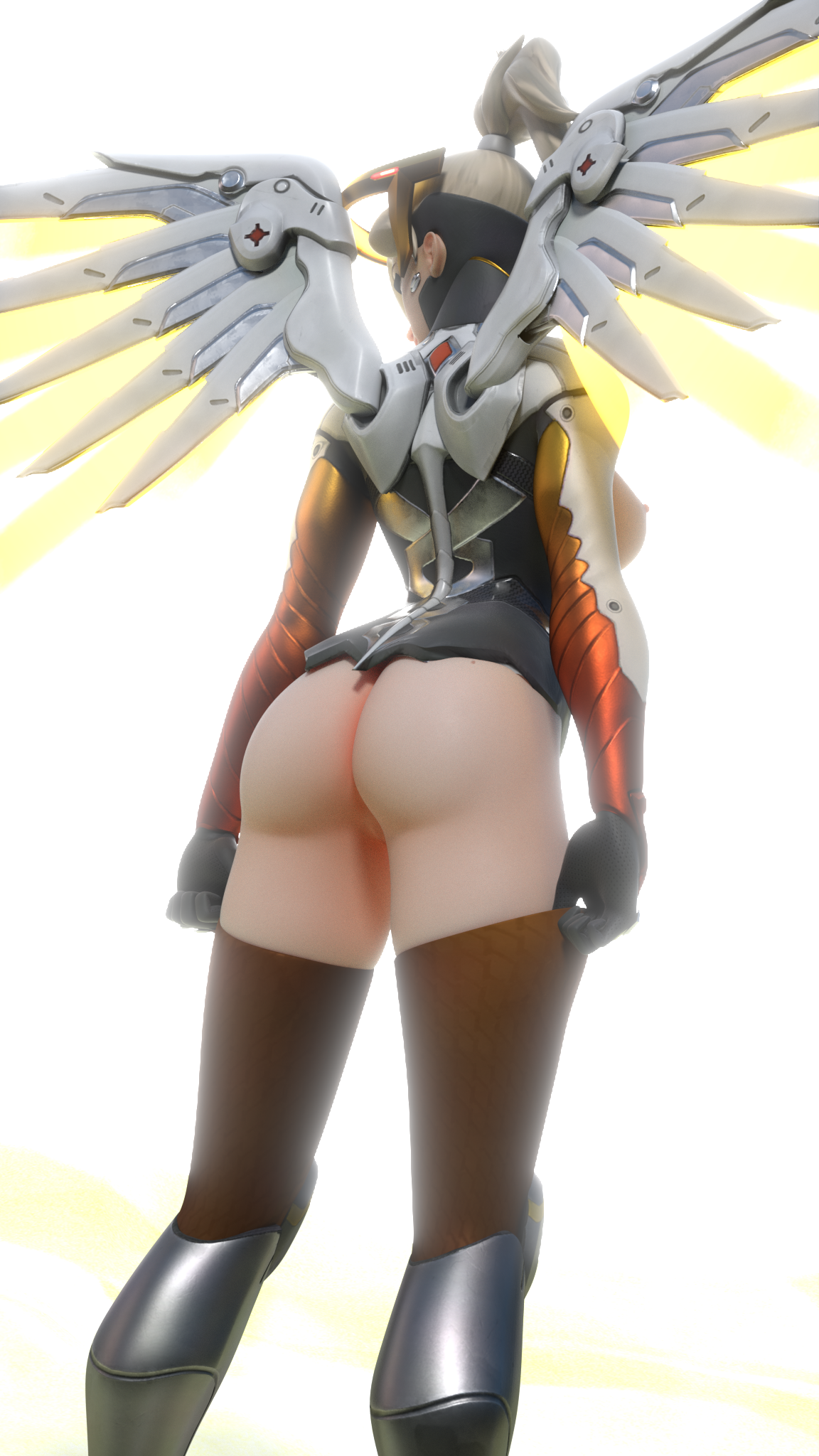 3d, ass, breasts, exposed ass, exposed breasts, female, mercy, nipples, overwatch, rendyxxx