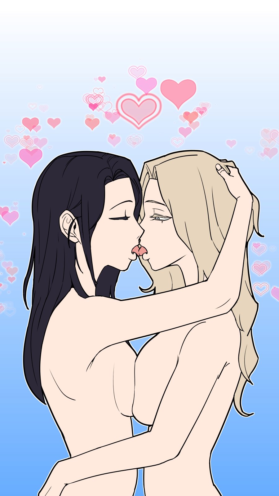 2girls blonde_hair breasts character_request closed_eyes female kissing n92go najuyeon sadistic_beauty tongue tongue_out yang_gyerin