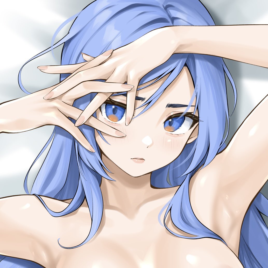 blue_hair breasts chaesu female_nudity female_only minah nude_female original_character paid_reward_available patreon_exclusive