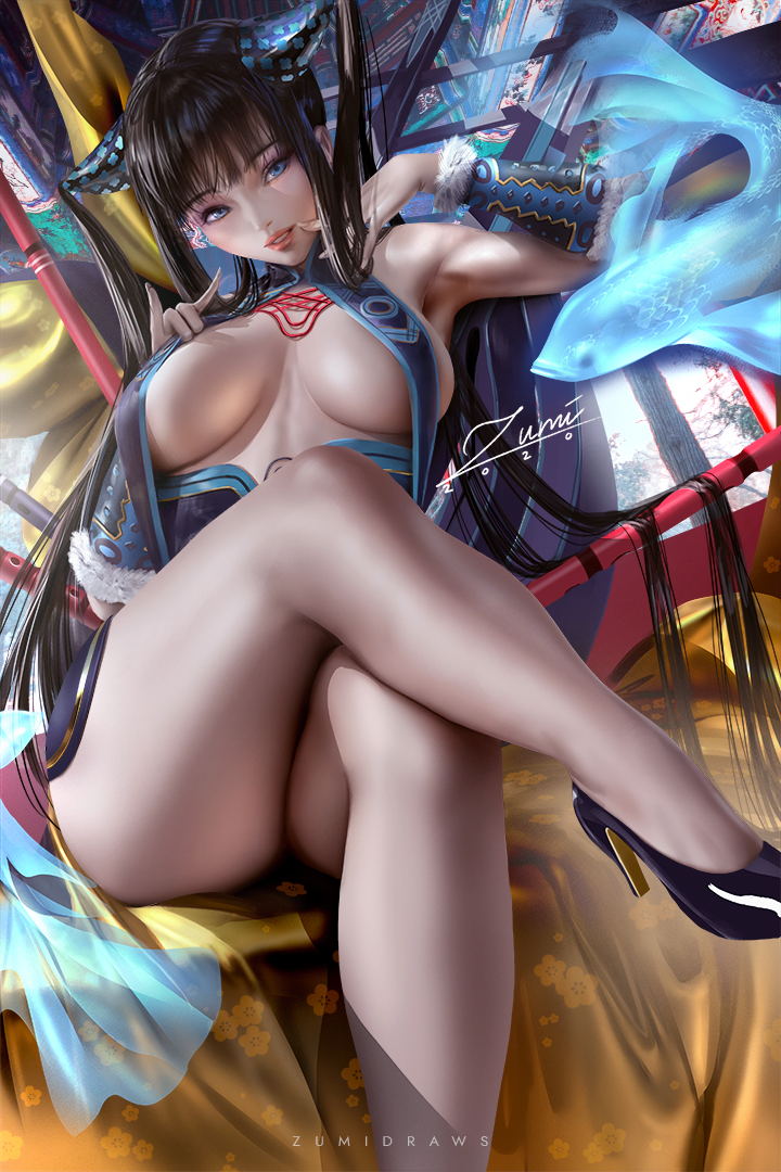 1girls, big breasts, breasts, cleavage, fate (series), fate/grand order, female, female only, large breasts, looking at viewer, solo, thick thighs, yang guifei (fate/grand order), zumi
