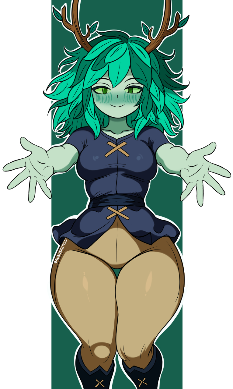 1girls, adventure time, augusketchs, blush, female, female only, green skin, grey hair, huntress wizard, large hips, looking at viewer, smile, tagme
