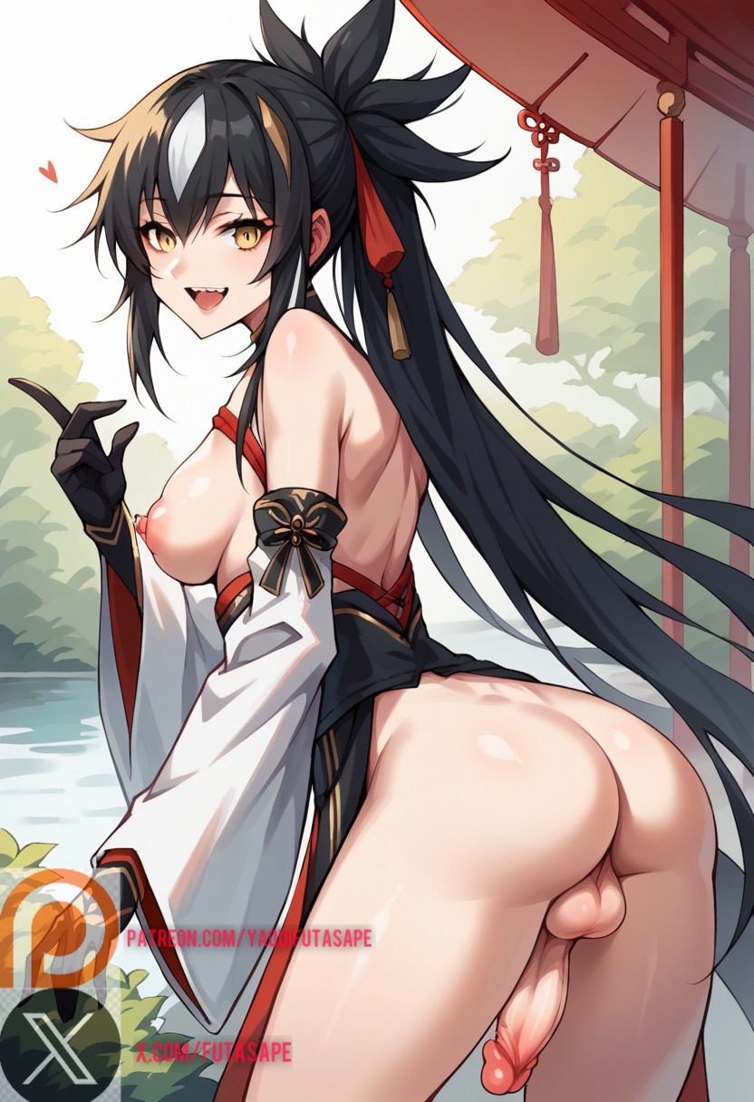 1futa abdomen ai_generated ass ass_view back_view balls big_penis black_hair breasts breasts_out brown_eyes cock cosplay dick dickgirl doggy_style erection eyes fate_(series) futa_only futanari hair huge_cock legs long_hair looking_at_viewer low-angle_view medium_breasts nagao_kagetora_(fate) naked_female nipples nude nude_futanari nudity penis pose solo uncensored viewed_from_below