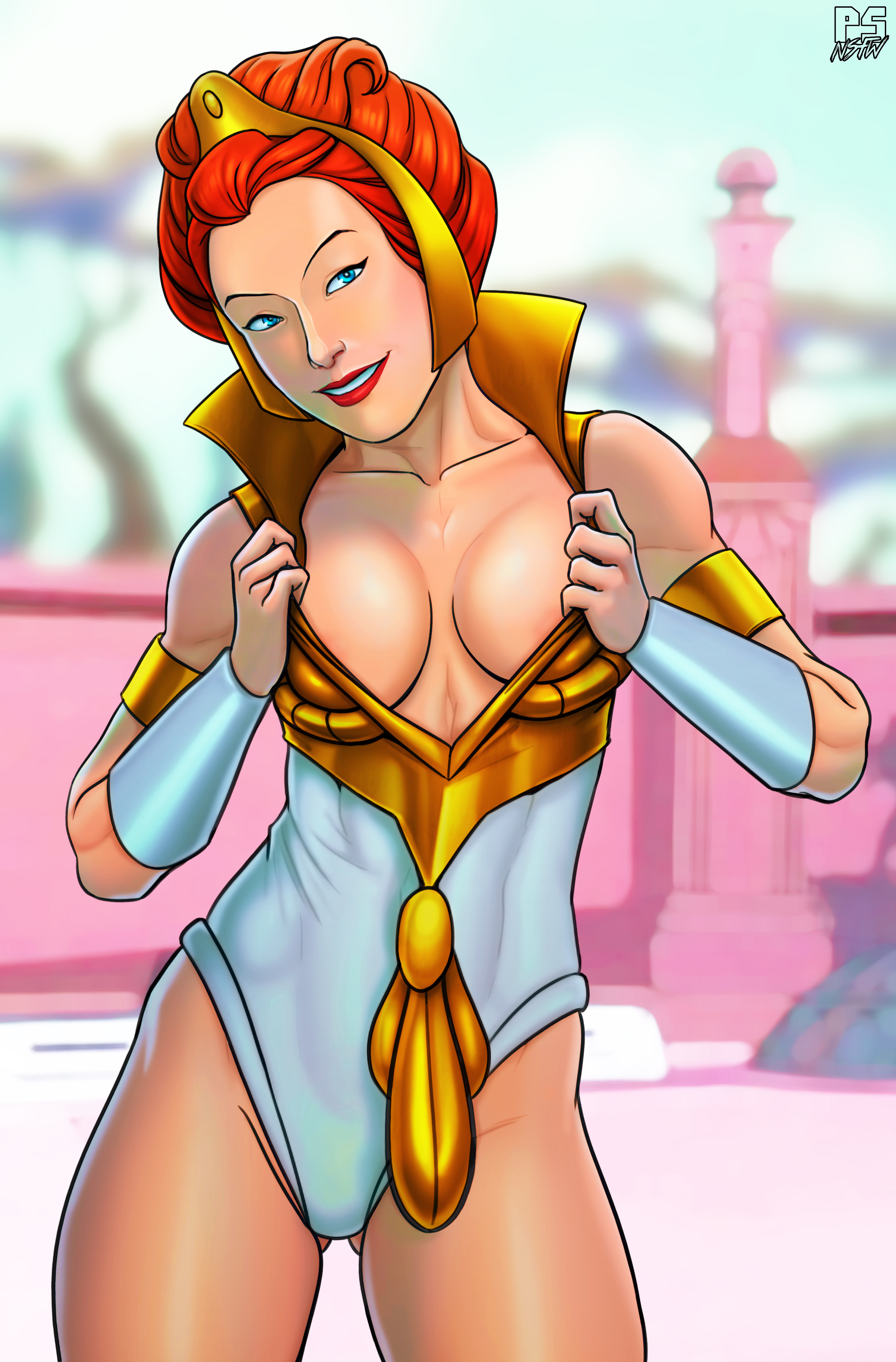 1girls, breasts, cleavage, female, female only, looking at viewer, masters of the universe, pumpkinsinclair, seductive, seductive look, solo, teela