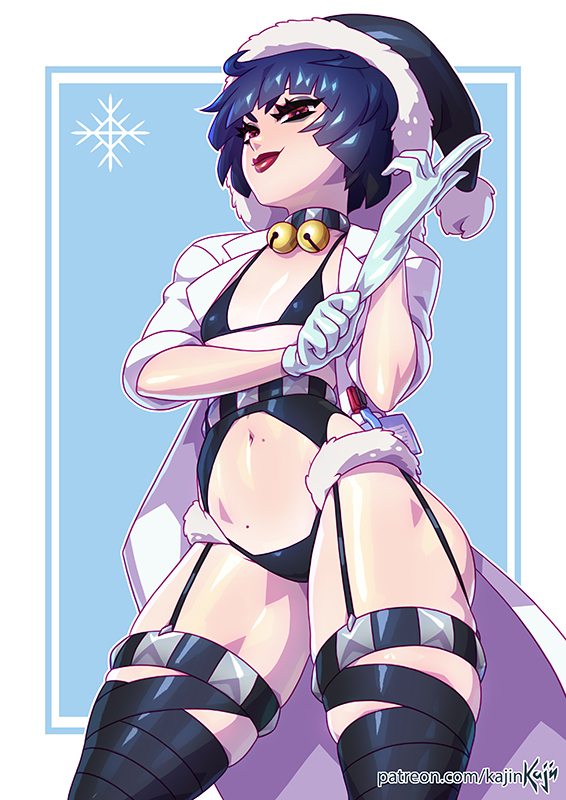 1girls, female, female only, goth, kajinman, looking at viewer, panties, persona, persona 5, solo, tae takemi, thighhighs