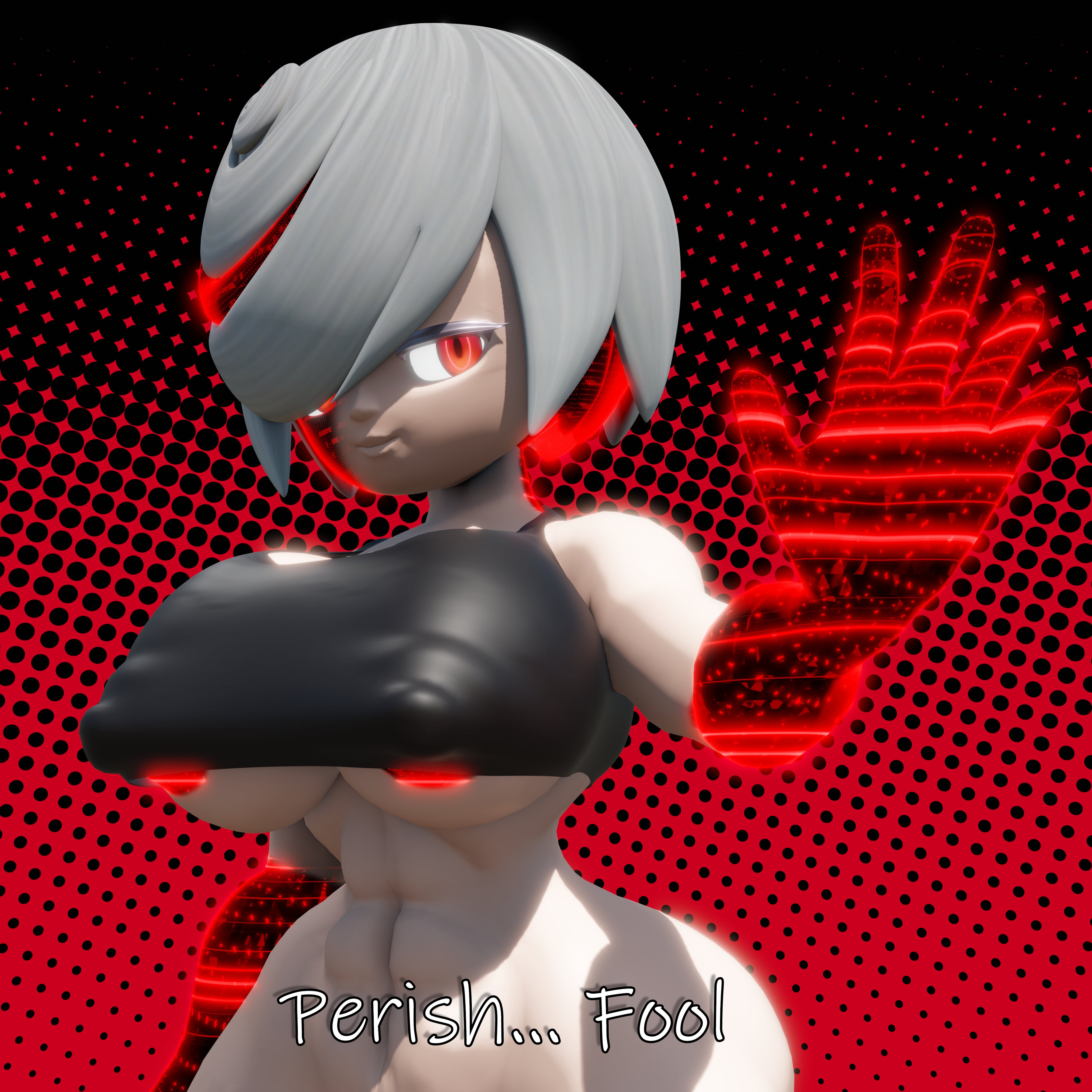 1girls, 3d, alternate breast size, female, female only, half naked, kabalmystic (style), nipples, pantless, sage (sonic frontiers), sega, short hair, solo, sonic (series), sonic frontiers, therabbitsnsfw, white hair, without pants