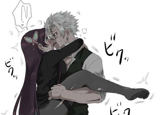 1boy, 1boy1girl, 1girls, censored, crying, crying while penetrated, demon slayer, female, hard sex, kimetsu no yaiba, kissing, kochou kanae, leg grab, legs, legs up, male, male/female, office, panties, penis in pussy, sanemi shinazugawa, school, sex, standing, standing sex, teacher, tongue kiss