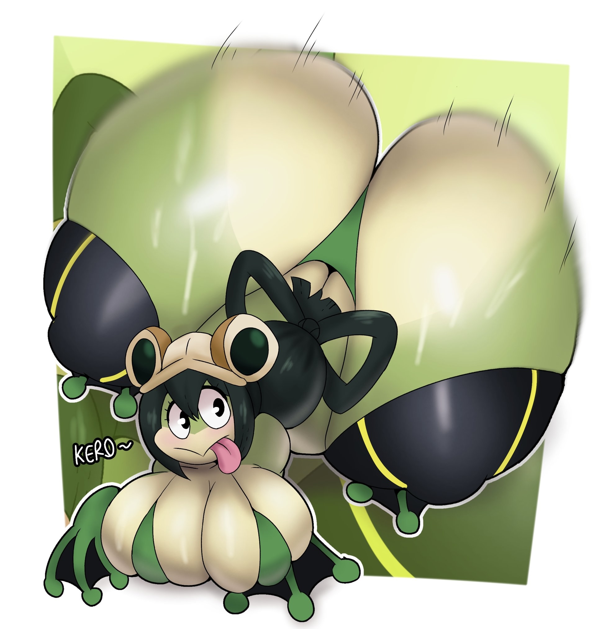 1girls, alternate species, amphibian, anthro, ass, ass bigger than head, big ass, big breasts, big butt, bikini, black hair, bottom heavy, breasts, breasts bigger than head, bubble butt, clothing, curvaceous, curvy, curvy figure, digital drawing (artwork), digital media (artwork), english text, female, female only, frog, frog girl, gigantic ass, huge ass, huge breasts, huge butt, hyper ass, large ass, legwear, long hair, massive ass, mostly nude, my hero academia, onomatopoeia, shounen jump, solo, solo female, stockings, sweat, sweaty, sweaty breasts, sweaty butt, text, thedeathcrow05, thick thighs, tongue, tongue out, tsuyu asui, twerk, twerking, voluptuous, voluptuous female, webbed feet, webbed hands, white border, wide hips