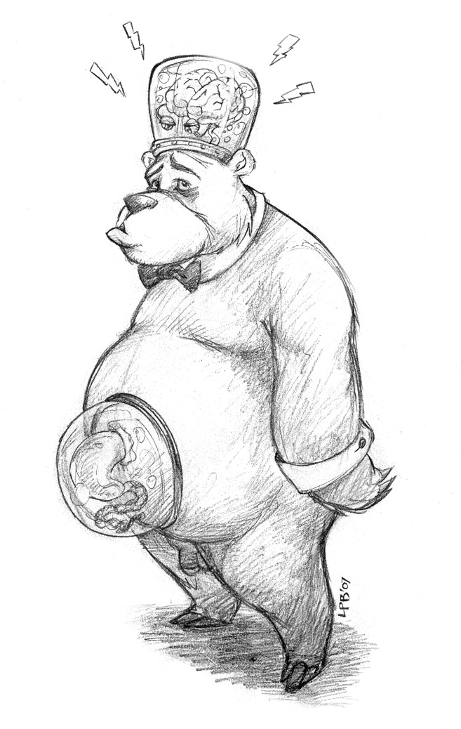 2007 anthro balls belly boskov_the_bear cartoon_network evil_con_carne hector_con_carne lilpiggyboy male male_only mammal monochrome overweight overweight_male penis simple_background solo solo_male the_grim_adventures_of_billy_and_mandy ursid white_background