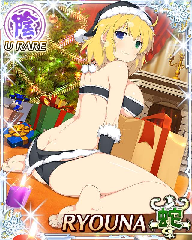 :3, 1girls, big breasts, blonde hair, breasts, christmas, christmas outfit, female, ryouna (senran kagura), senran kagura, yaegashi nan