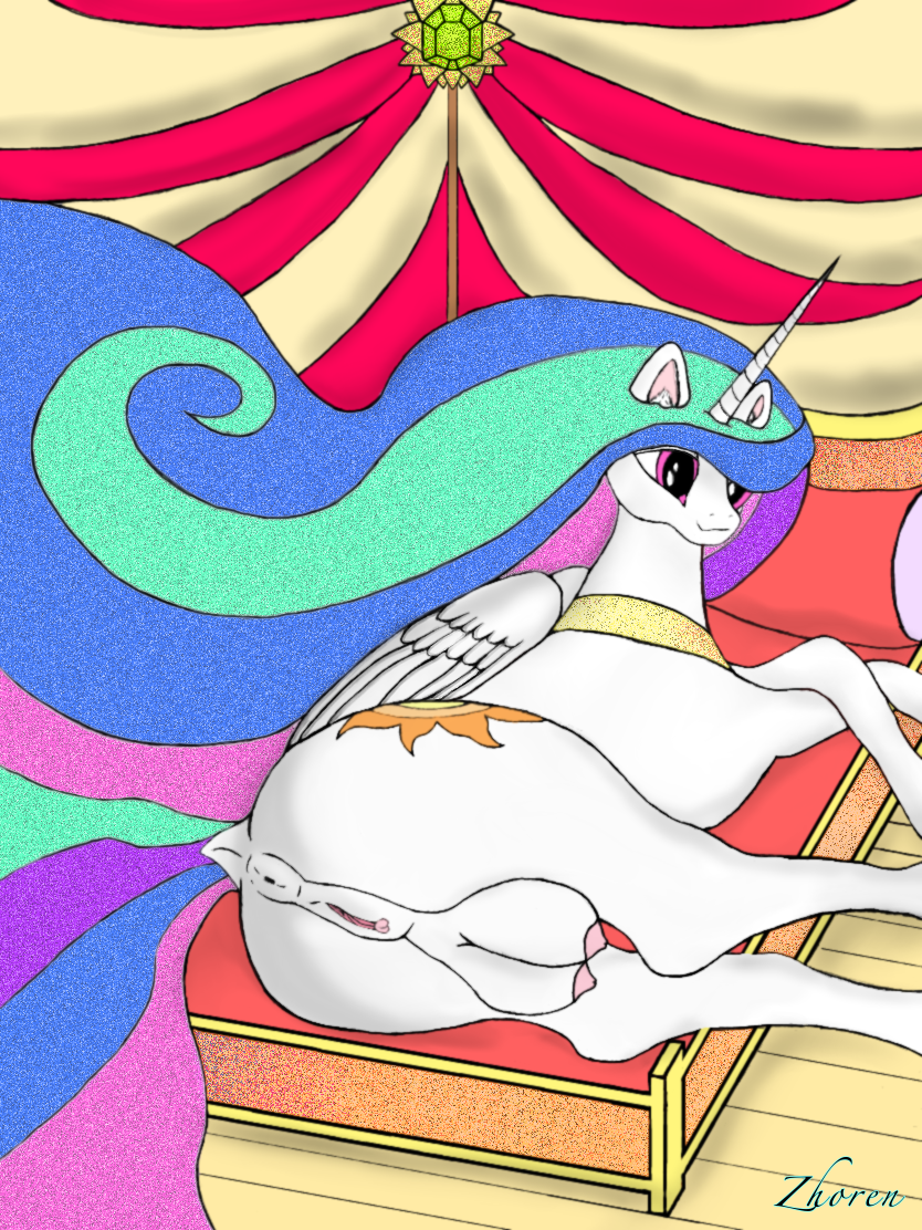 anatomically_correct anatomically_correct_genitalia anatomically_correct_pussy animal_genitalia animal_pussy anus ass breasts crotchboobs female female_only friendship_is_magic huge_crotchboobs my_little_pony princess_celestia_(mlp) pussy self_upload solo_female tagme vagina zhoren