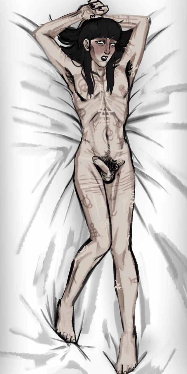 1dickgirl, alternate version at source, alternate version available, average sized penis, bra, breasts, breasts out, centi laika, dakimakura, dakimakura design, dickgirl only, fear and hunger, fear and hunger: termina, female, futa focus, futa only, futanari, hairy, hairy armpits, intersex, panties, penis, penis out, pinup, samarie (fear and hunger), skinny, trans woman, transfem