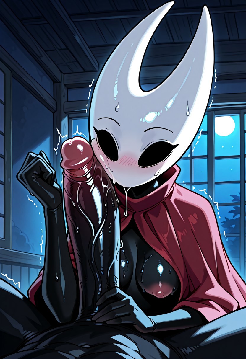 ai generated, akaz123, black penis, black skin, blush, breasts, brother and sister, bug, bug girl, cock hungry, cock shock, cock worship, drooling, female, forearm cock, hollow knight, hollow knight: silksong, hornet (hollow knight), horny female, imminent fellatio, imminent oral, incest, insect girl, large penis, male, measuring, measuring penetration depth, medium breasts, mesmerized, penis, penis awe, penis grab, penis measuring, penis on face, pink nipples, red dress, shocked expression, steaming body, steamy breath, steamy penis, surprised expression, sweaty body, sweaty breasts, thick penis, trembling, veiny penis, wanting cock, wanting cum, white mask