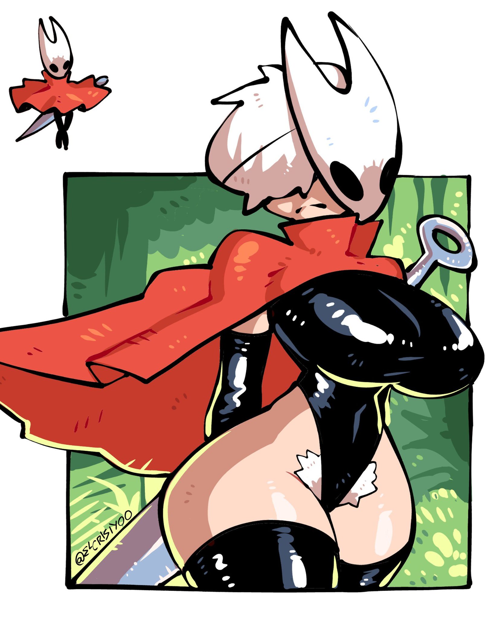 big ass, big butt, big titties, breasts, clothing, crisiyotron, curvy, curvy figure, curvy hips, elcrisiyoo, female, female focus, female only, hollow knight, hollow knight: silksong, hornet (hollow knight), humanoid, pubic hair, short hair, white hair