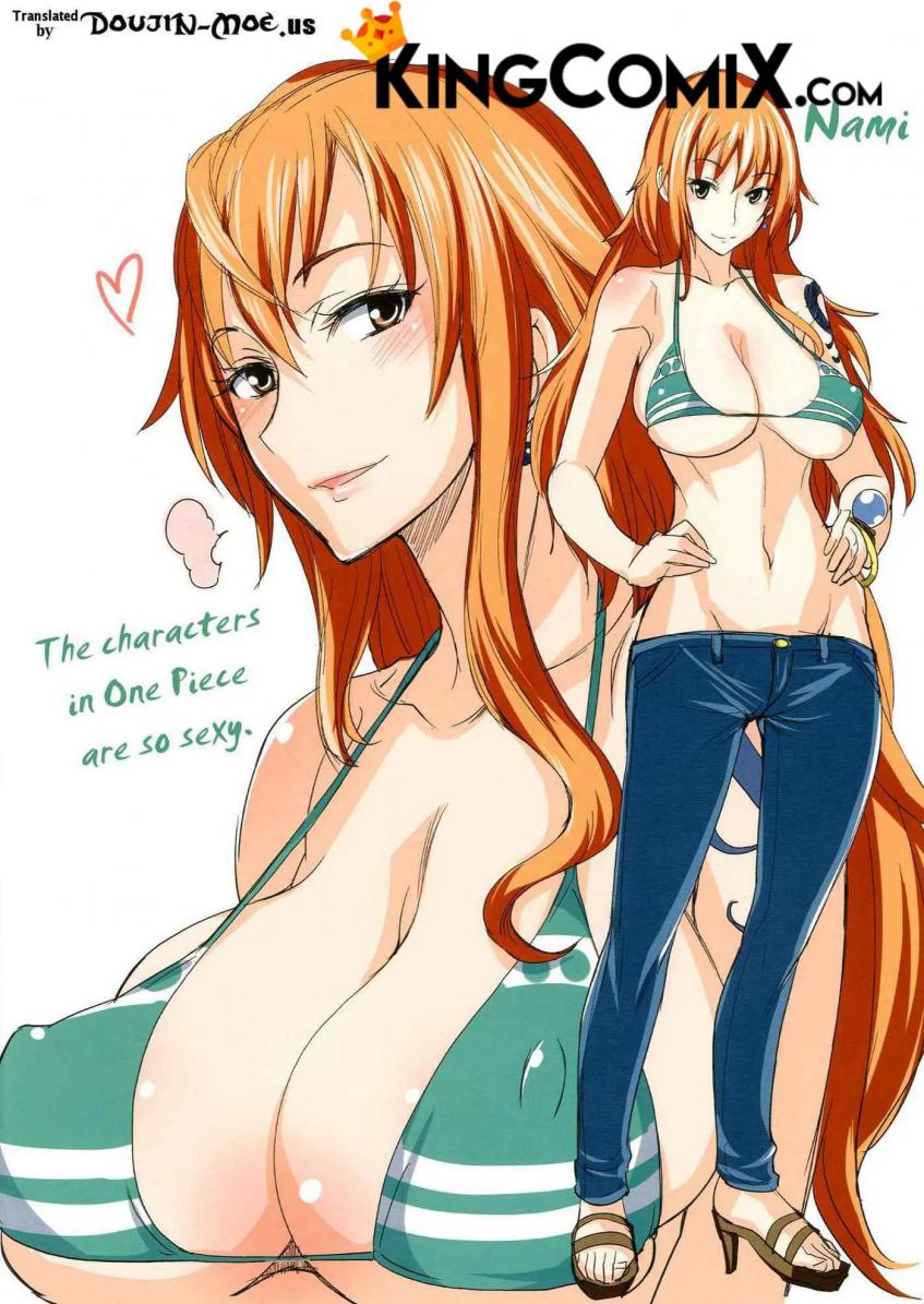 1girls bikini cleavage curvy erect_nipples female female_only high_heels huge_areolae huge_ass huge_breasts isao jeans long_hair nami one_piece open_toe_shoes orange_hair puffy_nipples red_hair striped_bikini thick_lips very_long_hair voluptuous wide_hips