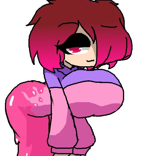 bete_noire brown_hair female_only glitchtale goo gradient_hair hair_over_one_eye huge_ass huge_breasts looking_at_viewer pink_clothing pink_hair pink_pupils red_hair seductive seductive_look seductive_smile slime slime_girl smiling_at_viewer sweater the_absolute undertale undertale_fanfiction video_game video_games